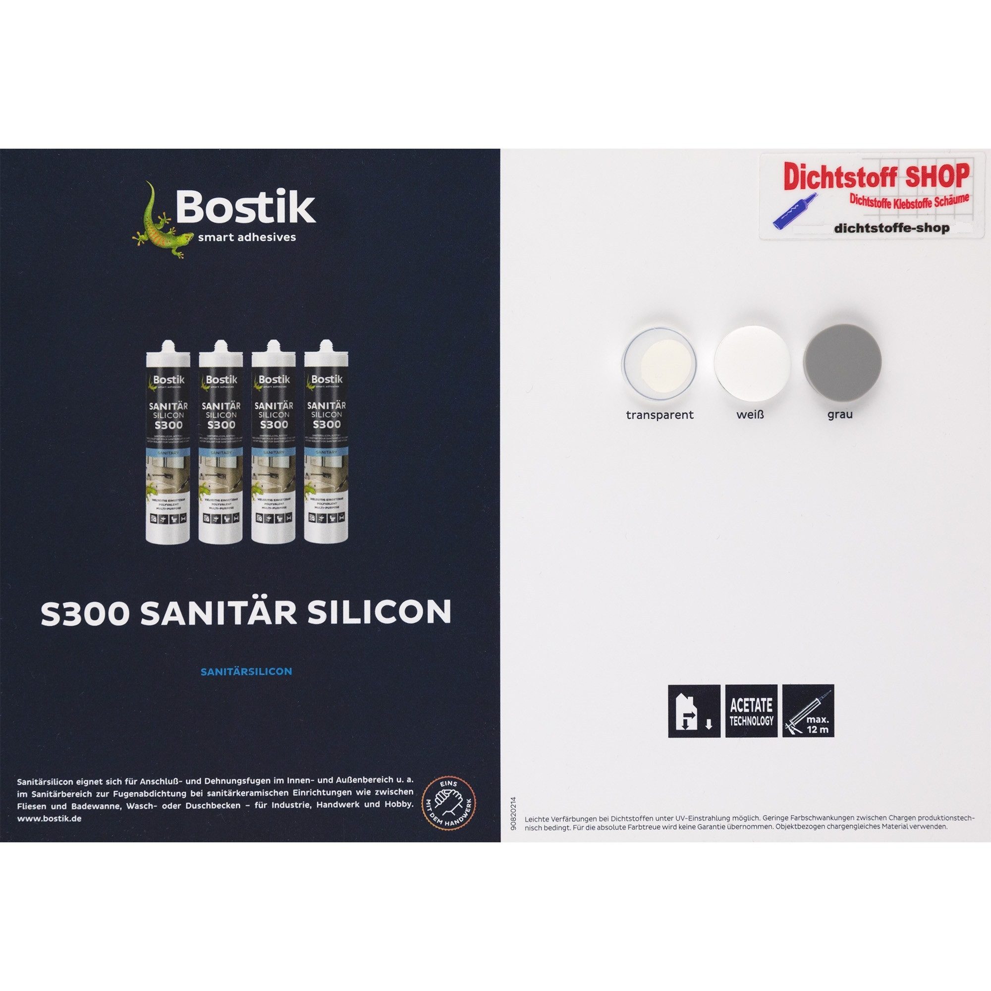BOSTIK Dichtstoff Bostik S300 Sanitärsilicon 300ml Kartusche Silikon Fugen günstig online kaufen