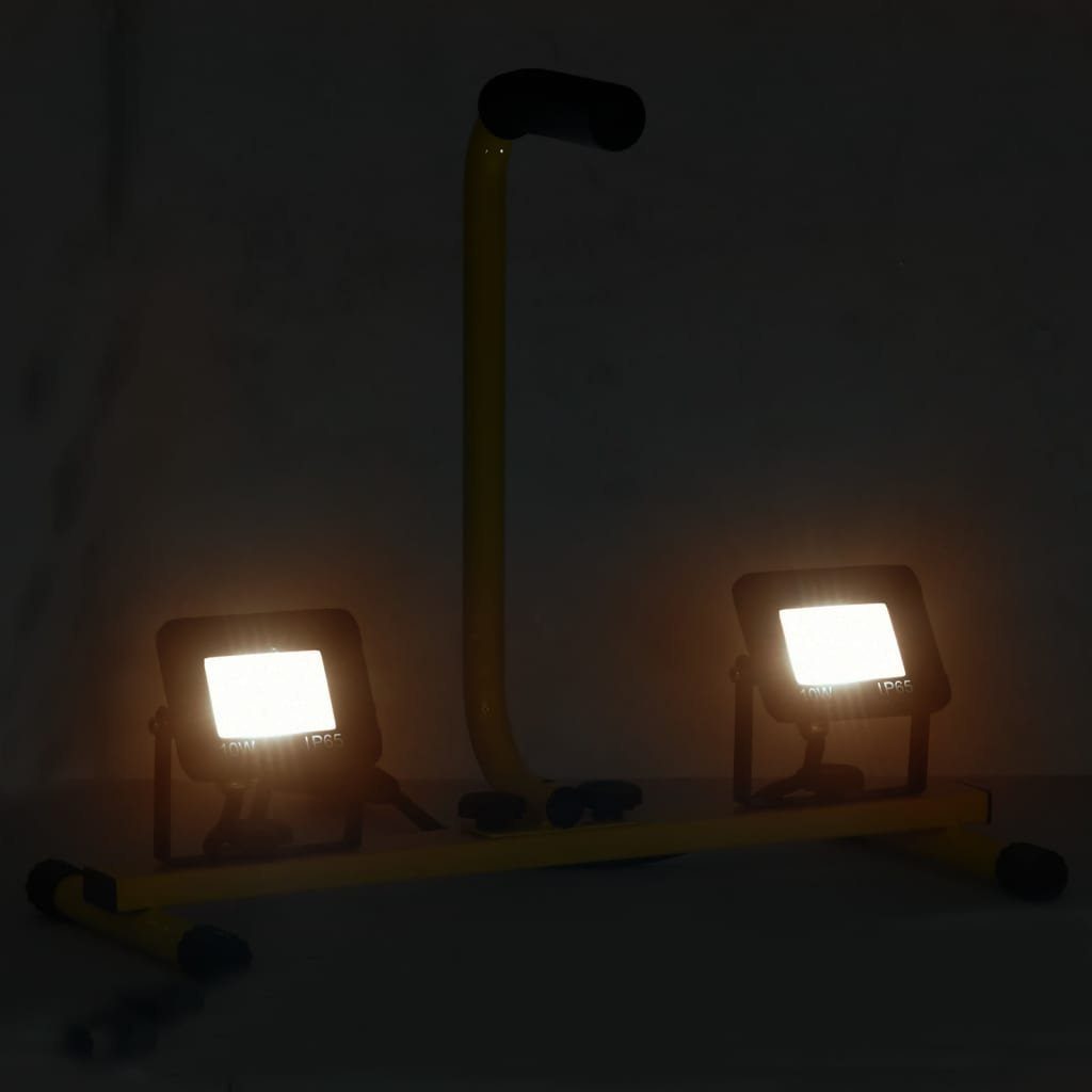 LED-Fluter Handgriff W Steckdose vidaXL mit 2x10 Warmweiß