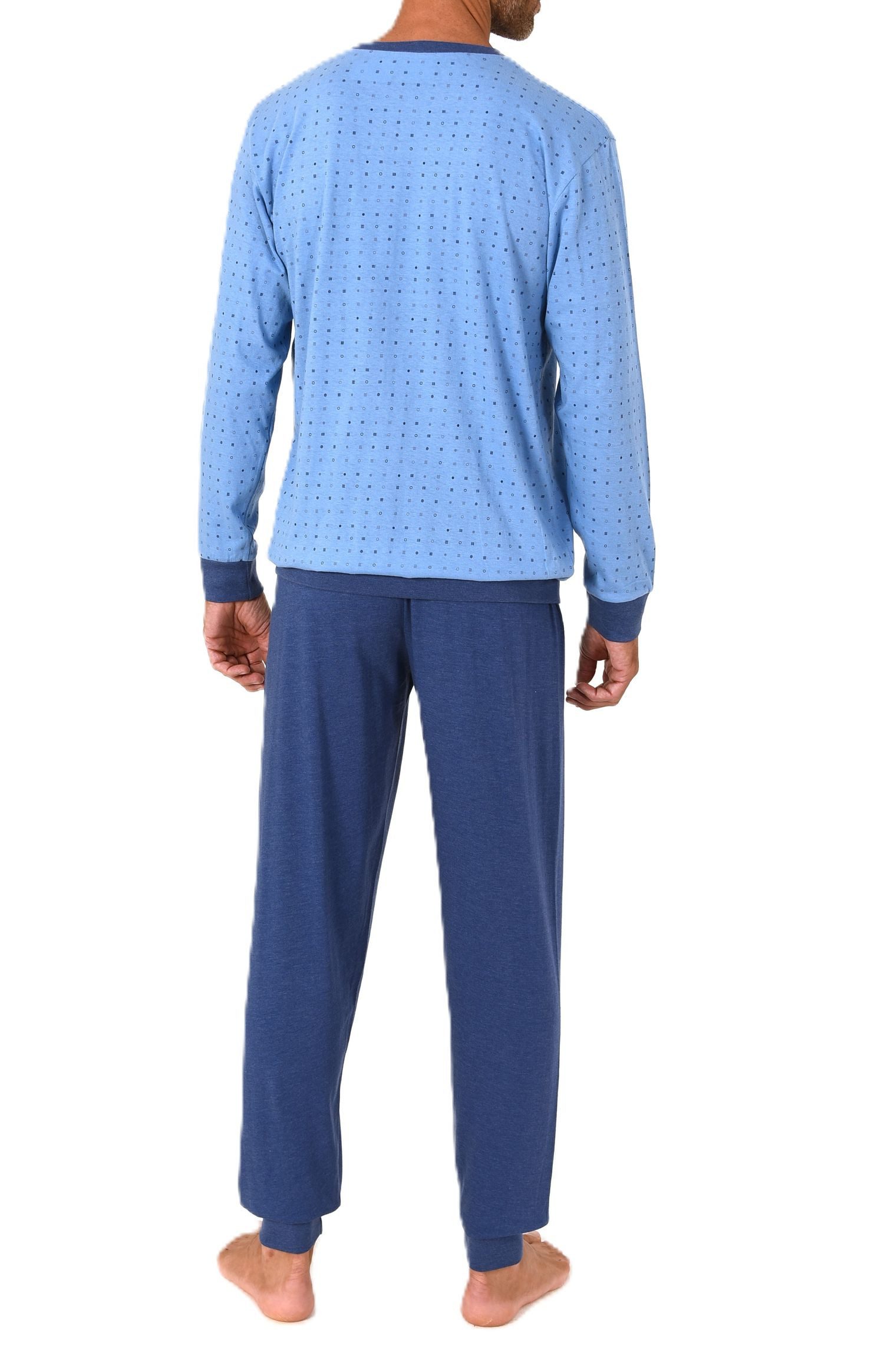 Normann Pyjama Normann Herren Schlafanzug langarm mit Bündchen in zeitloser Optik – Bild 2 von 4