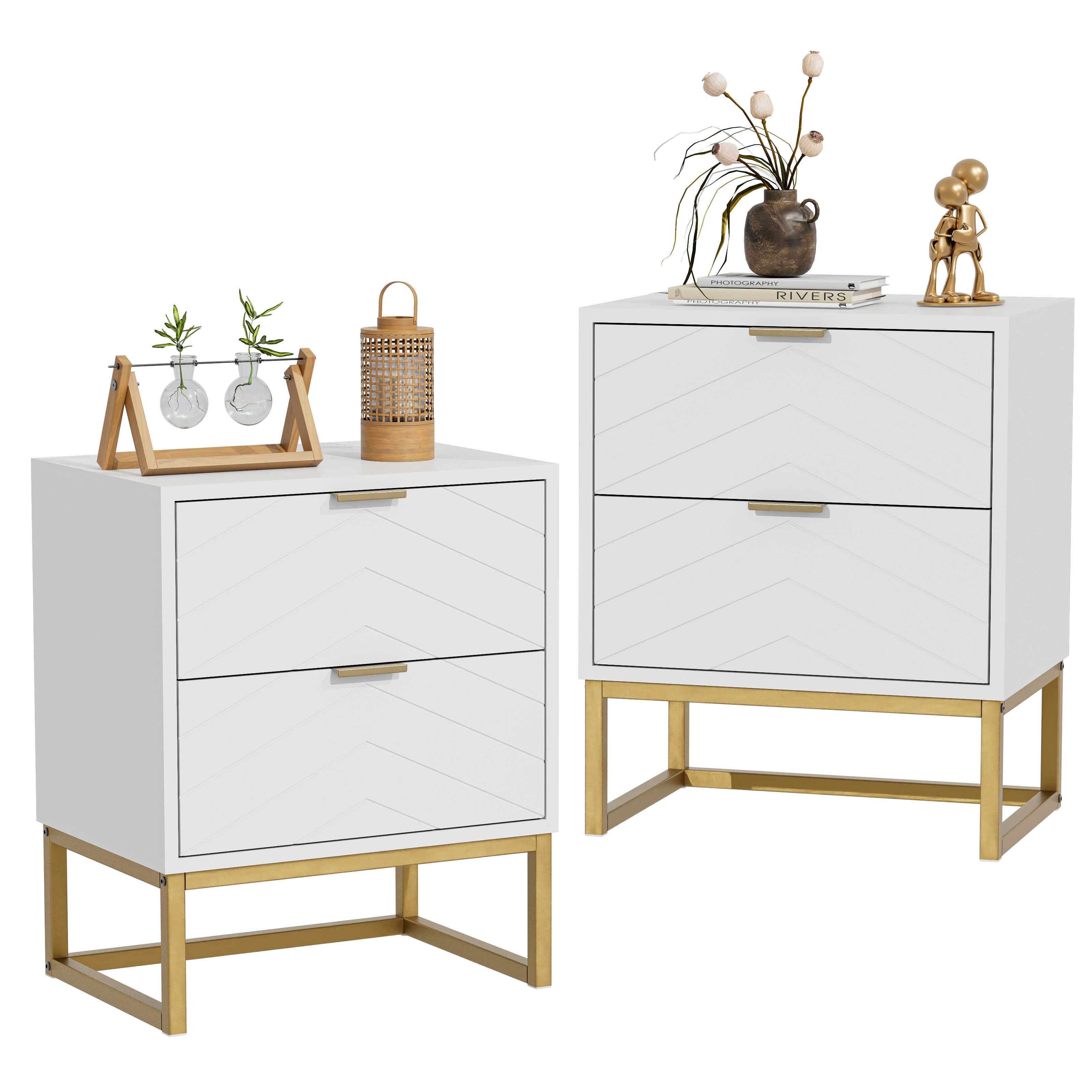 UEV Nachttisch 2er Set, Nachtkommode mit Schubladen (Nachtschrank mit 2 Sch günstig online kaufen