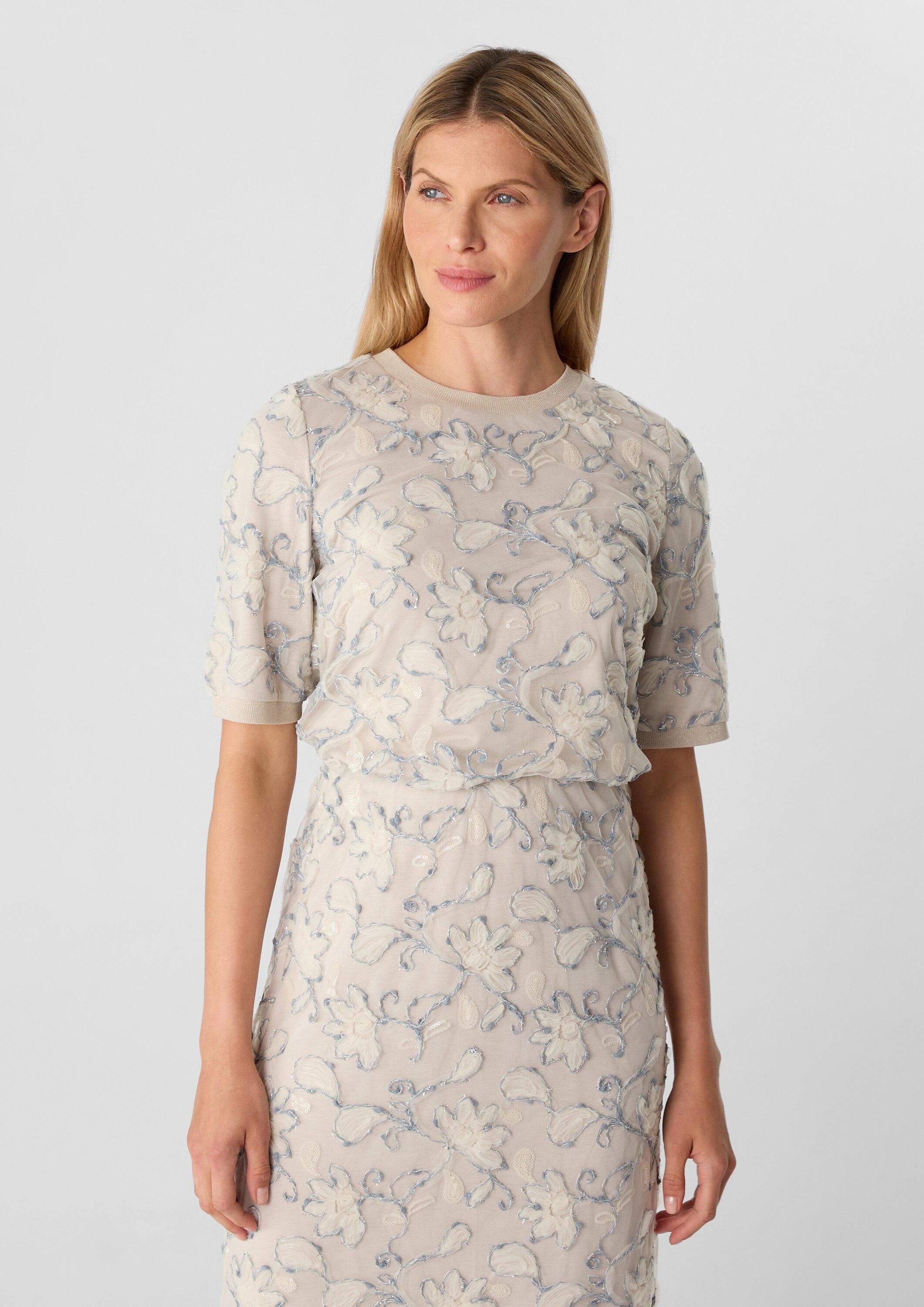 comma Kurzarmbluse Bluse Kurzarmshirt mit Glitzergarn- günstig online kaufen