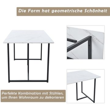 HAUSS SPLOE Esstisch 140 x 80 x 75cm,(1-St) L-förmige Stützbeine aus Metall, Weiß/Schwarz