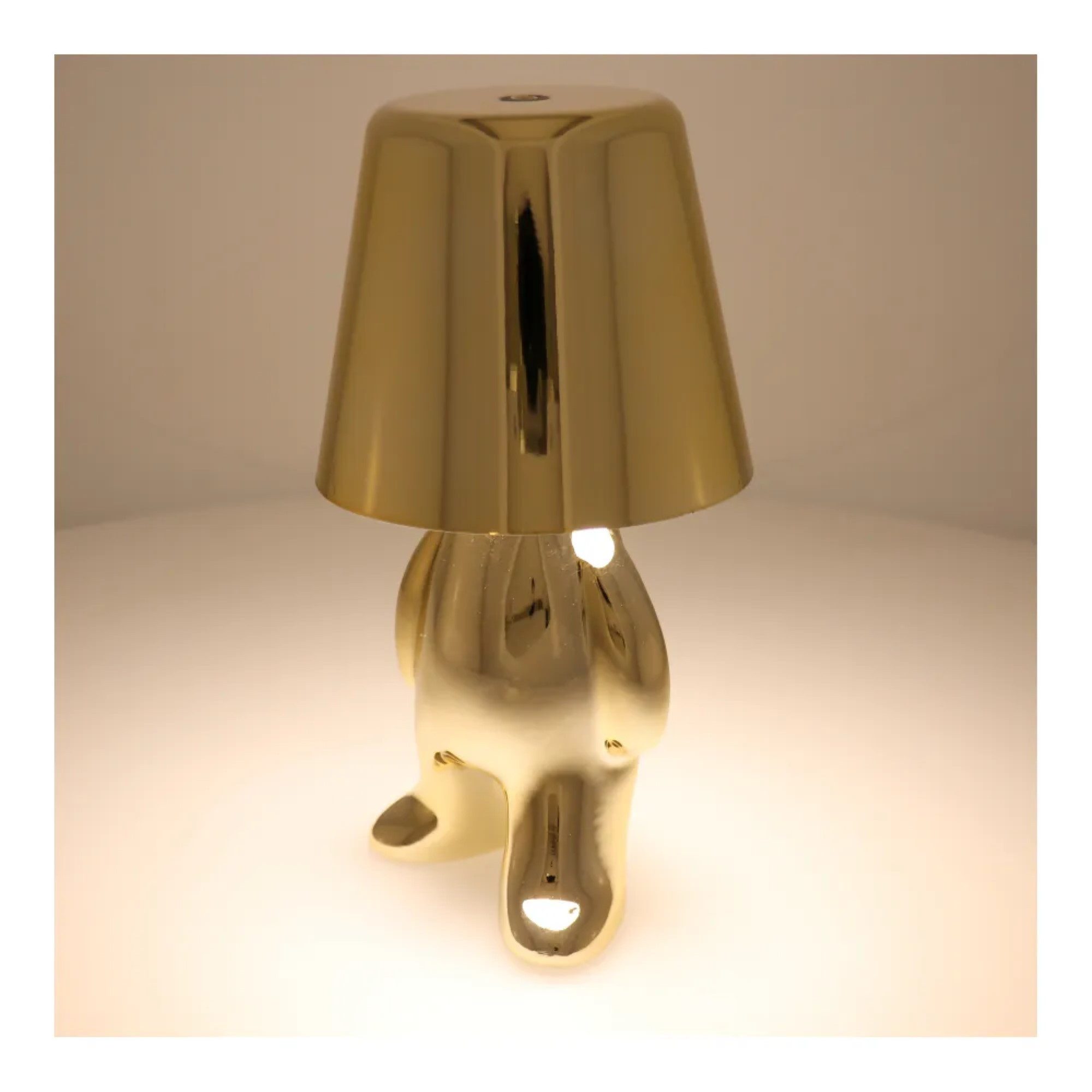 COFI 1453 Tischleuchte Tischlampe in Gold Nachttisch LED Beleuchtung stehender Mann