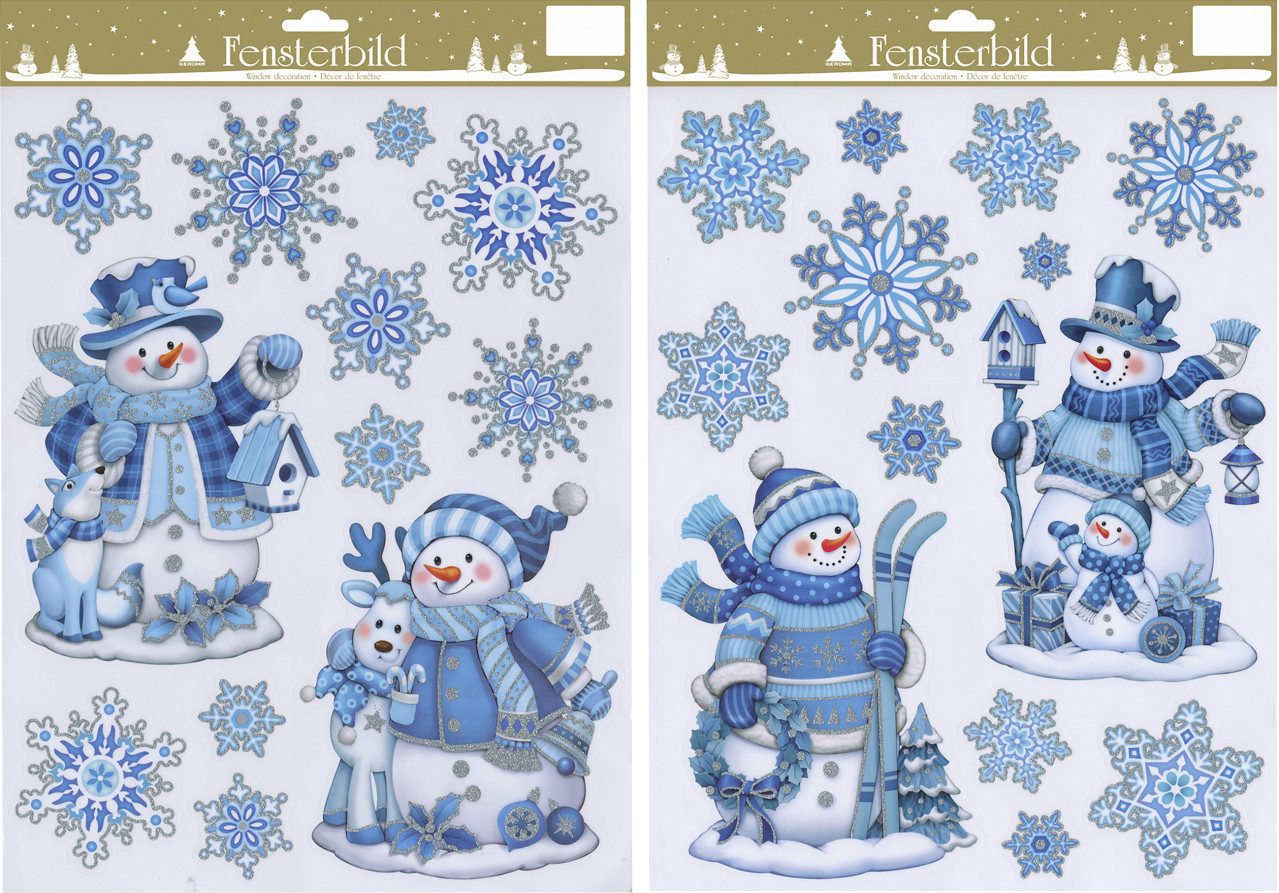 Rodermund Fensterbild Fensterbild mit Schneemann & Schneeflocken