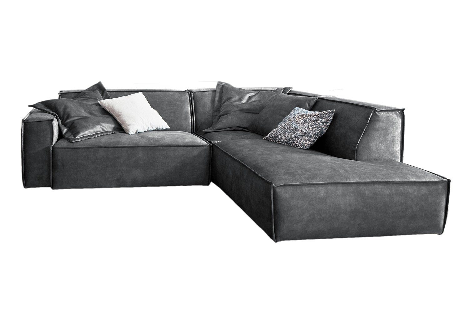 rechts links, Ecksofa od. Velvet KAWOLA Sofa Vintage, Farben SAMU, Recamiere versch. grau