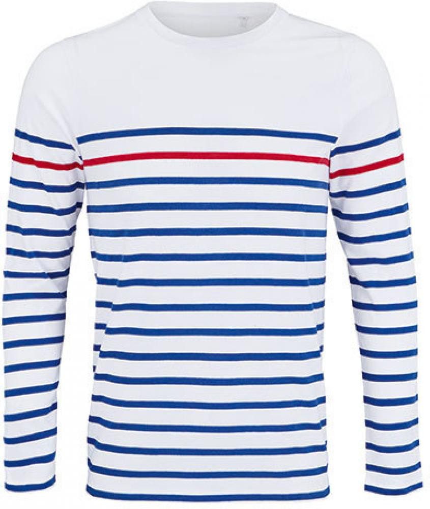SOLS Langarmshirt Herren Shirt Men´s Long Sleeve Striped T-Shirt Matelot