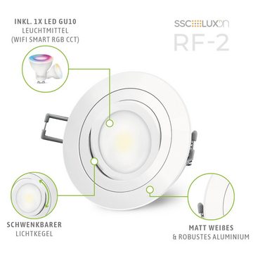 SSC-LUXon LED Einbaustrahler RF-2 Einbaustrahler schwenkbar mit WLAN RGB LED 5W Lampe GU10, RGB