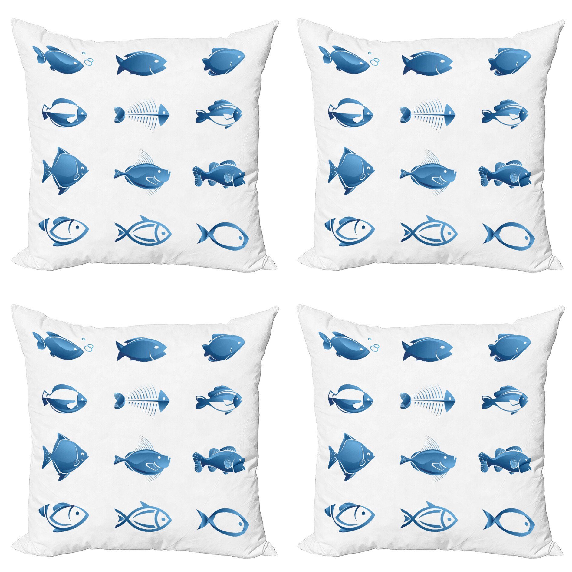 Kissenbezüge Modern Accent Doppelseitiger Digitaldruck, Abakuhaus (4 Stück), Fisch Array of Fish Marine Life
