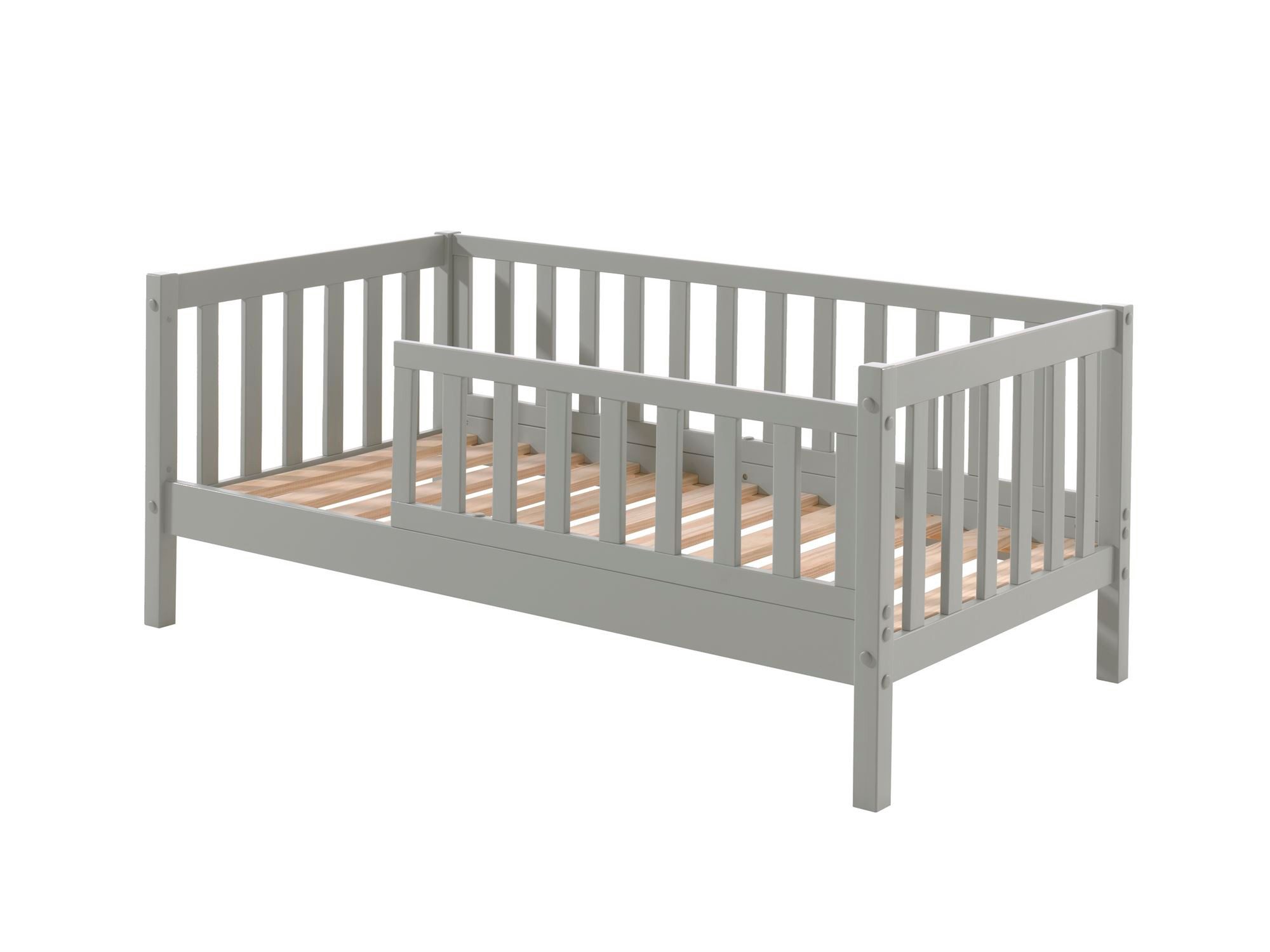 Kinderbett Juniorbett Karie 148x76x60 Kinderbett Einzelbett Massivholz Grau