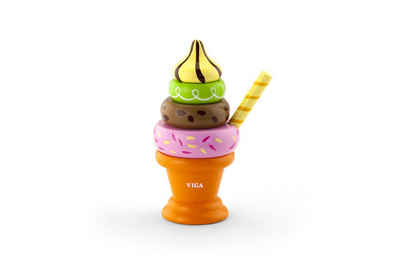 Viga® Holzspielzeug Steckspielzeug Eis Playing Food • Spielzeugeis 15cm • Hand gefertigt und dekoriertes Stapelspielzeug, (5-tlg)