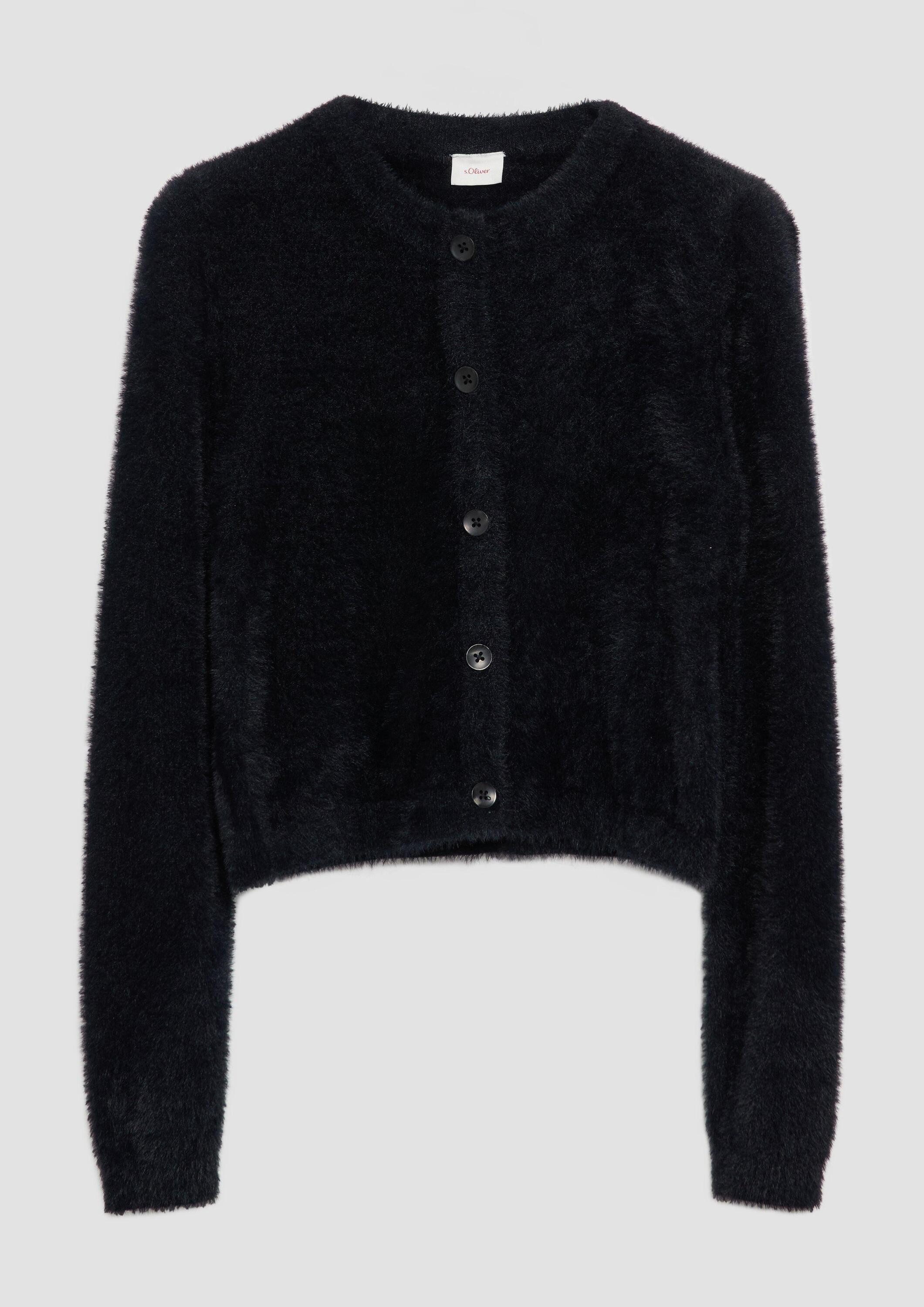 s.Oliver Cardigan Strickjacke Flauschige Strickjacke aus Effekt-Garn