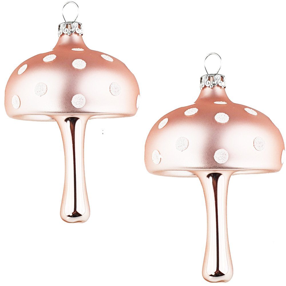 Anhänger Baumanhänger Thüringer 9 Rosa (2-tlg), Christbaumschmuck Mundgeblasen Glasdesign - Glückspilze cm - Opal