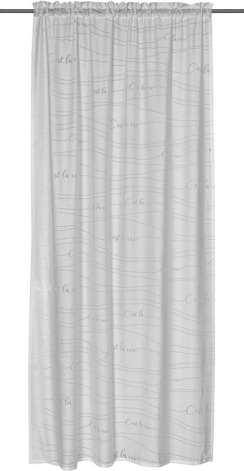 Gardine Cest la Vie 00 weiß, freundin Home Collection, Stangendurchzug (1 St),  halbtransparent, Ausbrenner