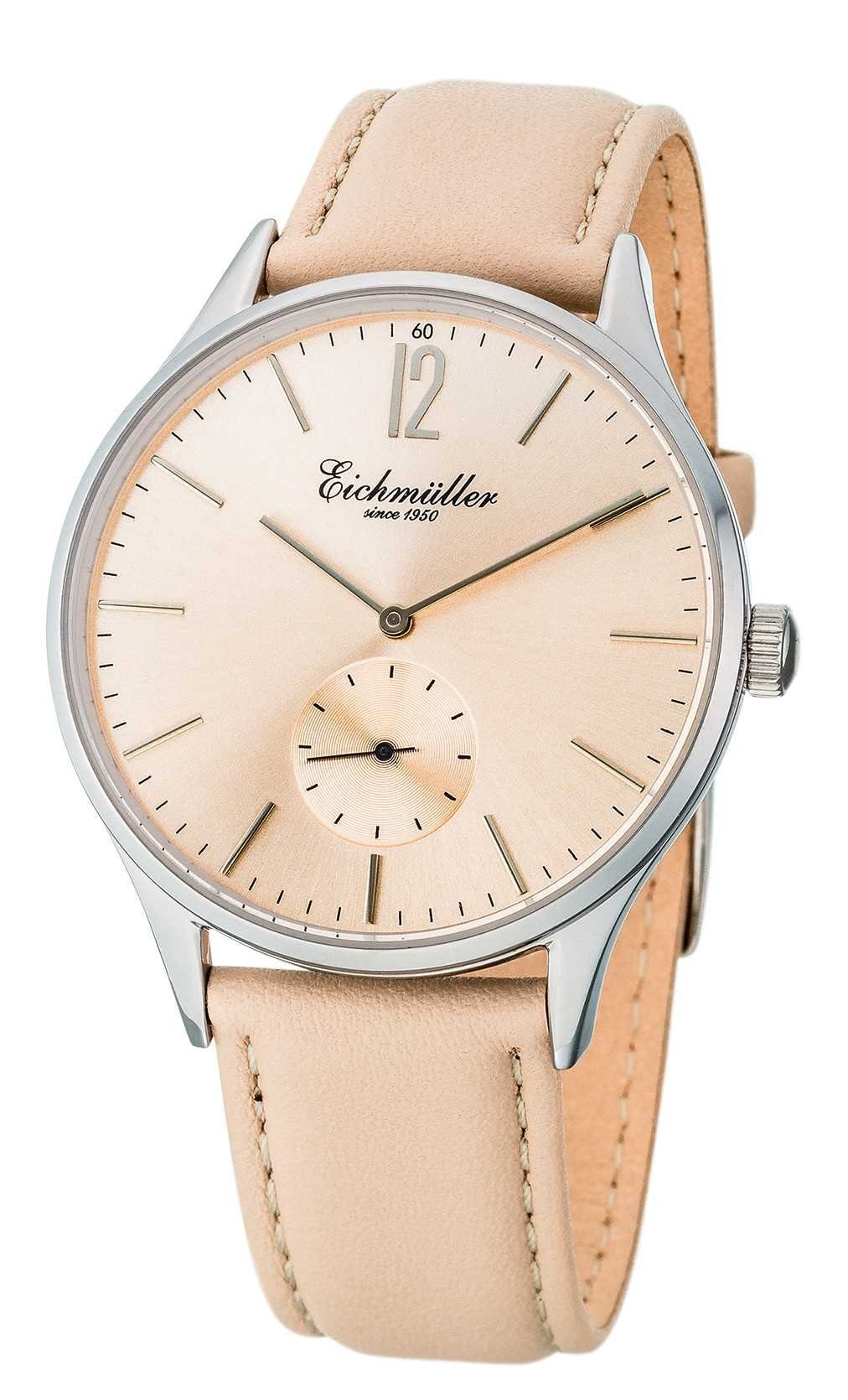 Quarzuhr Eichmüller Herrenuhr 3036-05 mm 41 Lederband beige Sonnenschliff