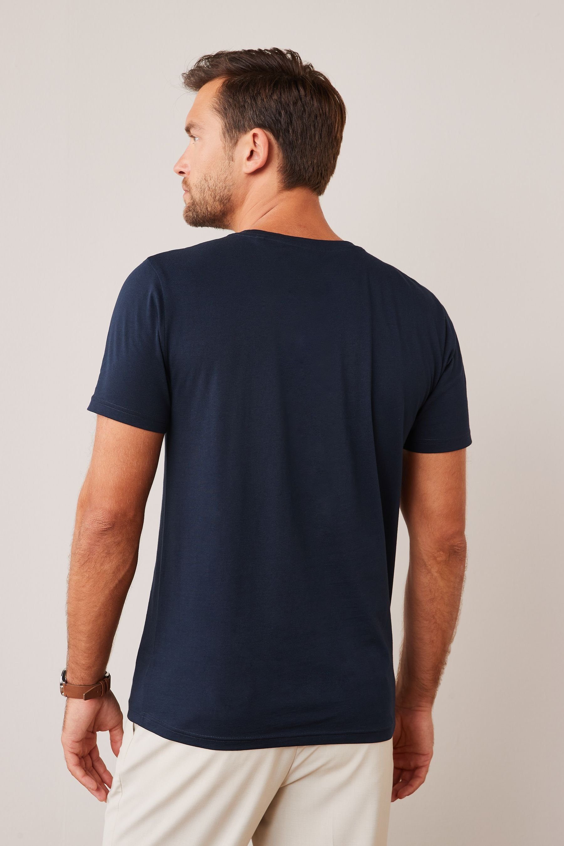 Next T-Shirt Essential T-Shirt mit Blue Rundhalsausschnitt (1-tlg) Navy