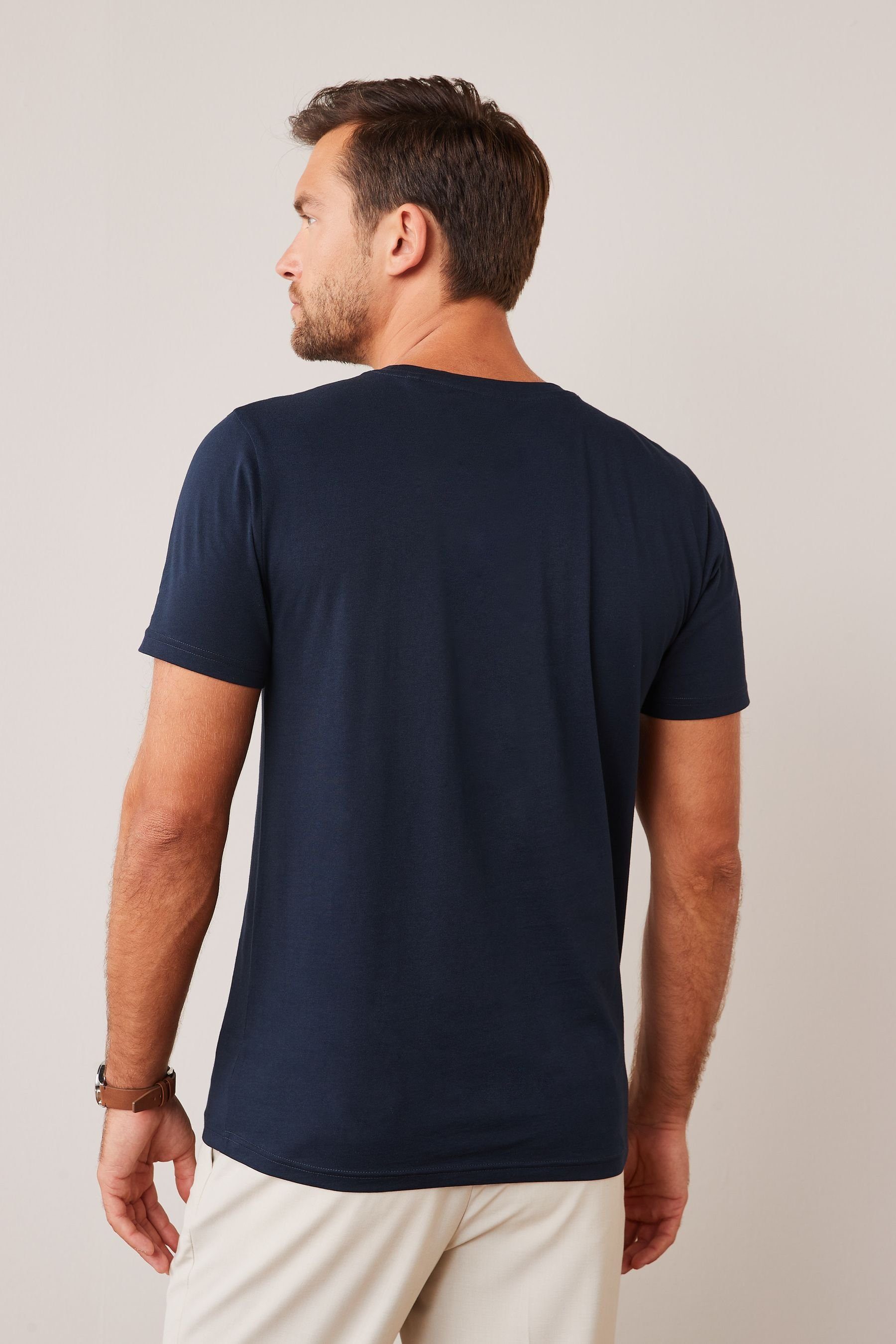 Next T-Shirt Essential T-Shirt (1-tlg) Navy Blue Rundhalsausschnitt mit