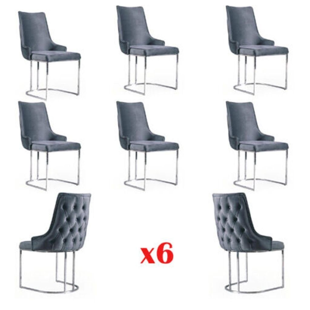 JVmoebel Esszimmerstuhl, Garnitur Esszimmer Chesterfield Stuhl Set Modern Lehnstuhl 6x Stühle