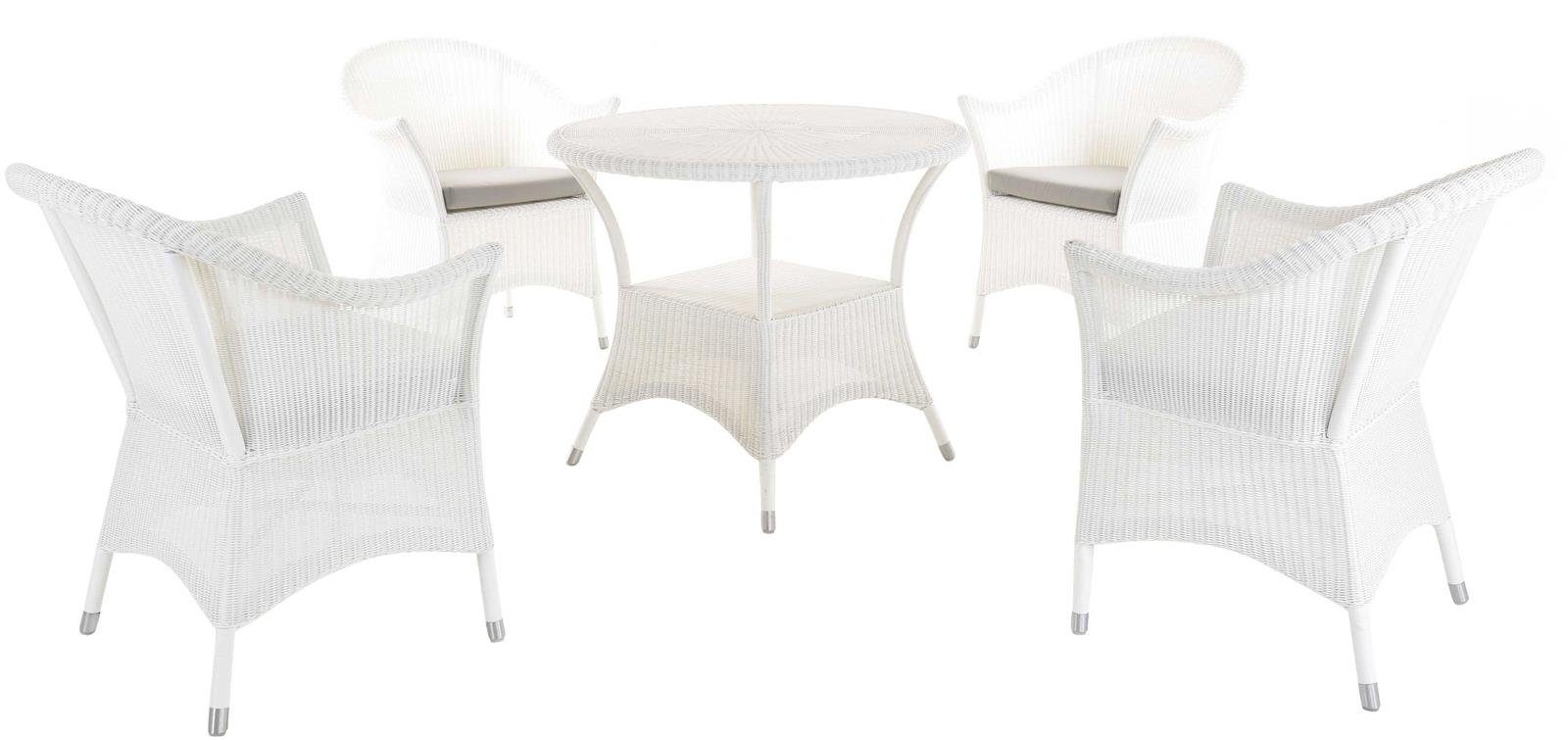 Krines Home Sitzgruppe Exklusives Gartenmöbel Set 4 Stühle mit Tisch PE Rattan wetterfest, (5-tlg), Garten Sitzgarnitur Polyrattan Sitzgruppe 4 Personen