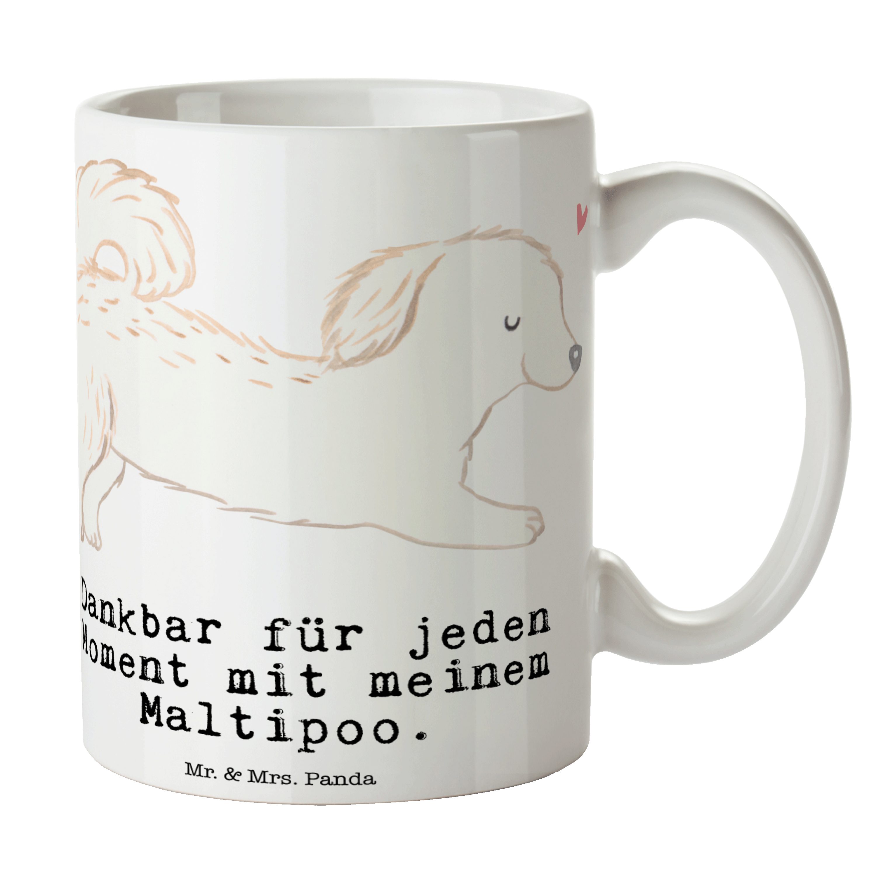 Geschenk, Moment Mrs. - Kaffeebecher, Weiß Maltipoo Kreuzung, Keramik Panda Schenken, Tasse - Mr. &