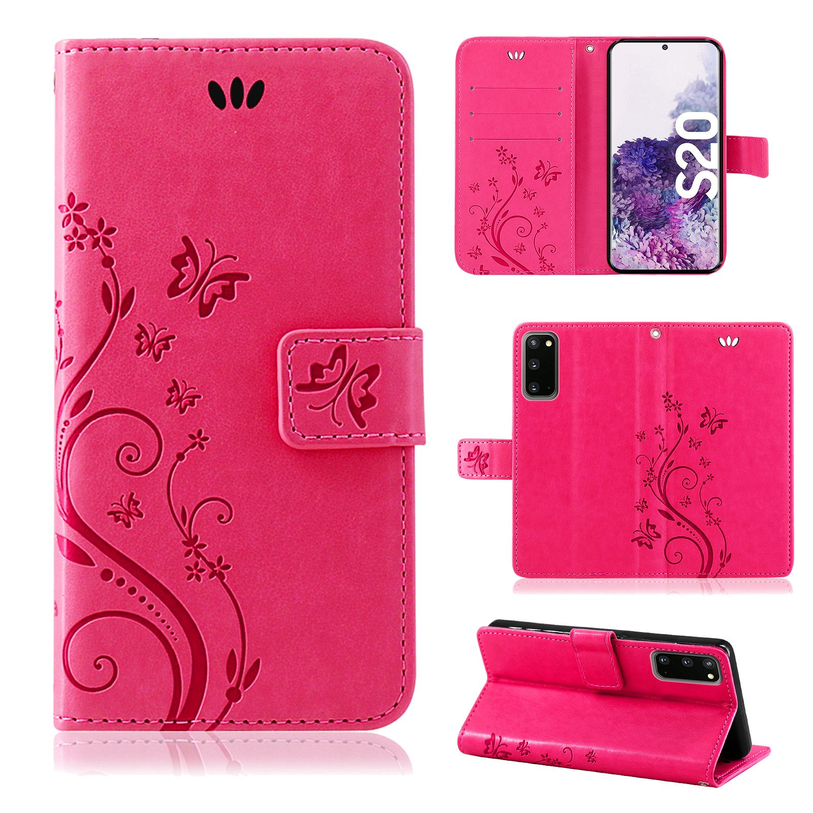 betterfon Handyhülle Handytasche für Samsung Galaxy S20 Wallet Case Handyhülle Grau, Wallet Case mit Kartenfächern Magnetverschluss und weicher Innenhülle
