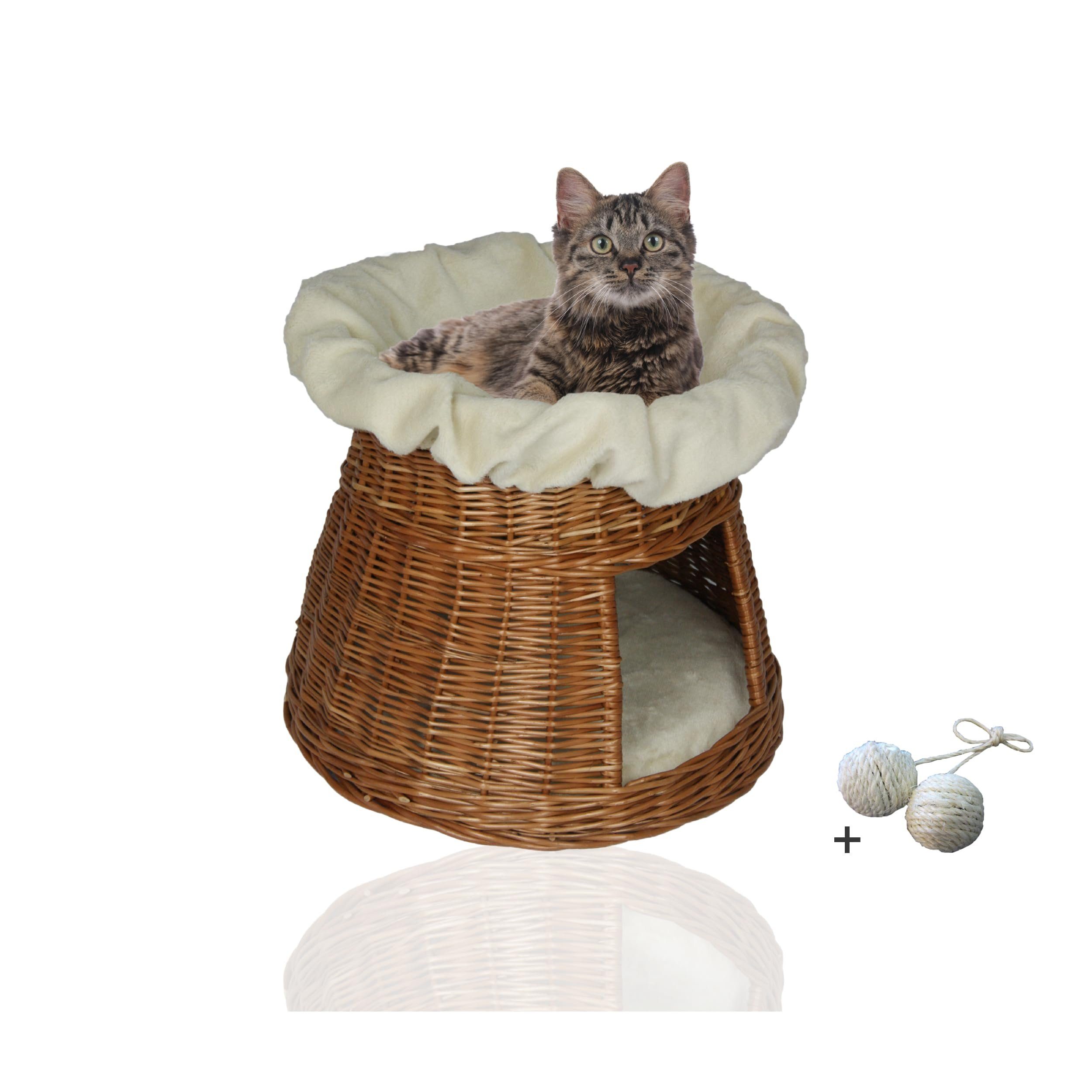 Rohrschneider Tierhöhle Katzenturm mit Höhle und Liegeplatz Katzenkorb Weide