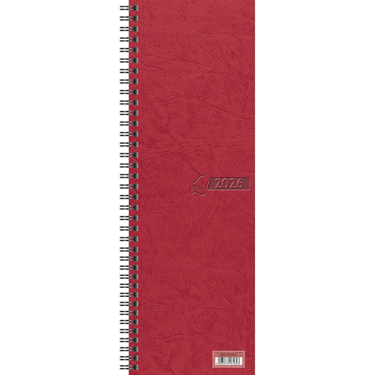 GLOCKEN Schreibtischkalender Vormerkbuch 100x296mm 1 Woche auf 2 Seiten rot Kalendarium 2026