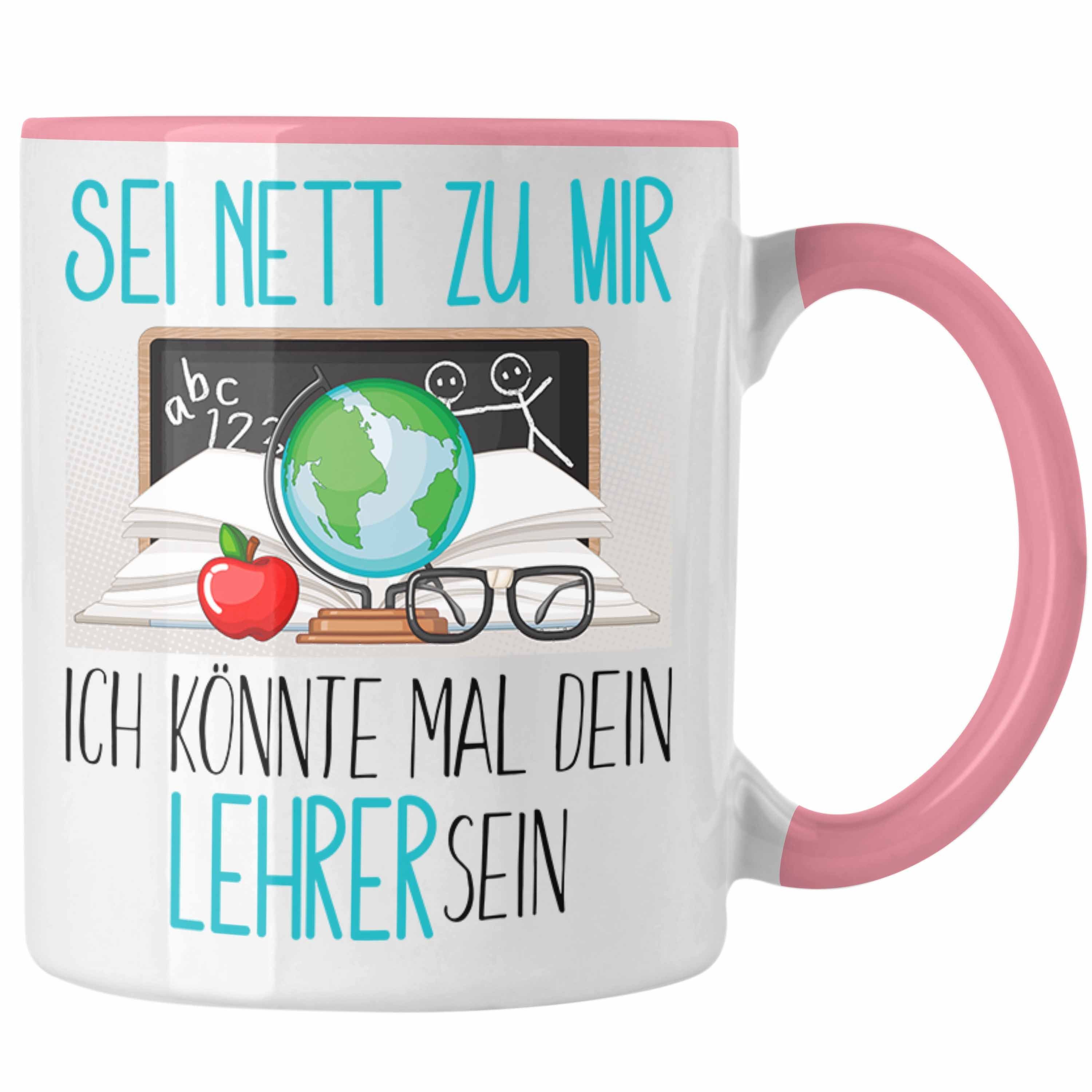 Trendation Tasse Lehrer Studium Ausbildung Tasse Geschenk Lehramt Geschenkidee Sei Nett Rosa