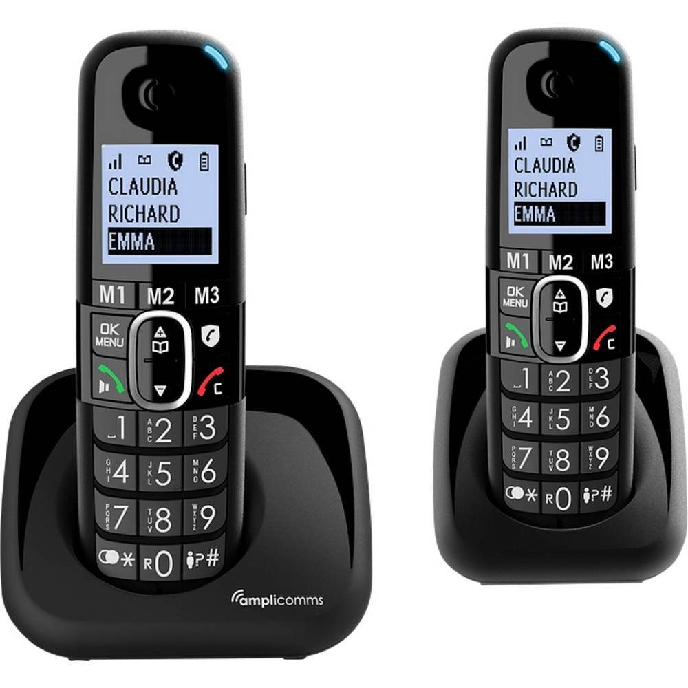 Amplicomms DECT-Mobilteil + zusätzliches Mobilteil, für Hörgeräte ATL1423334 Seniorentelefon (Freisprechen, für Hörgeräte kompatibel, Wahlwiederholung)