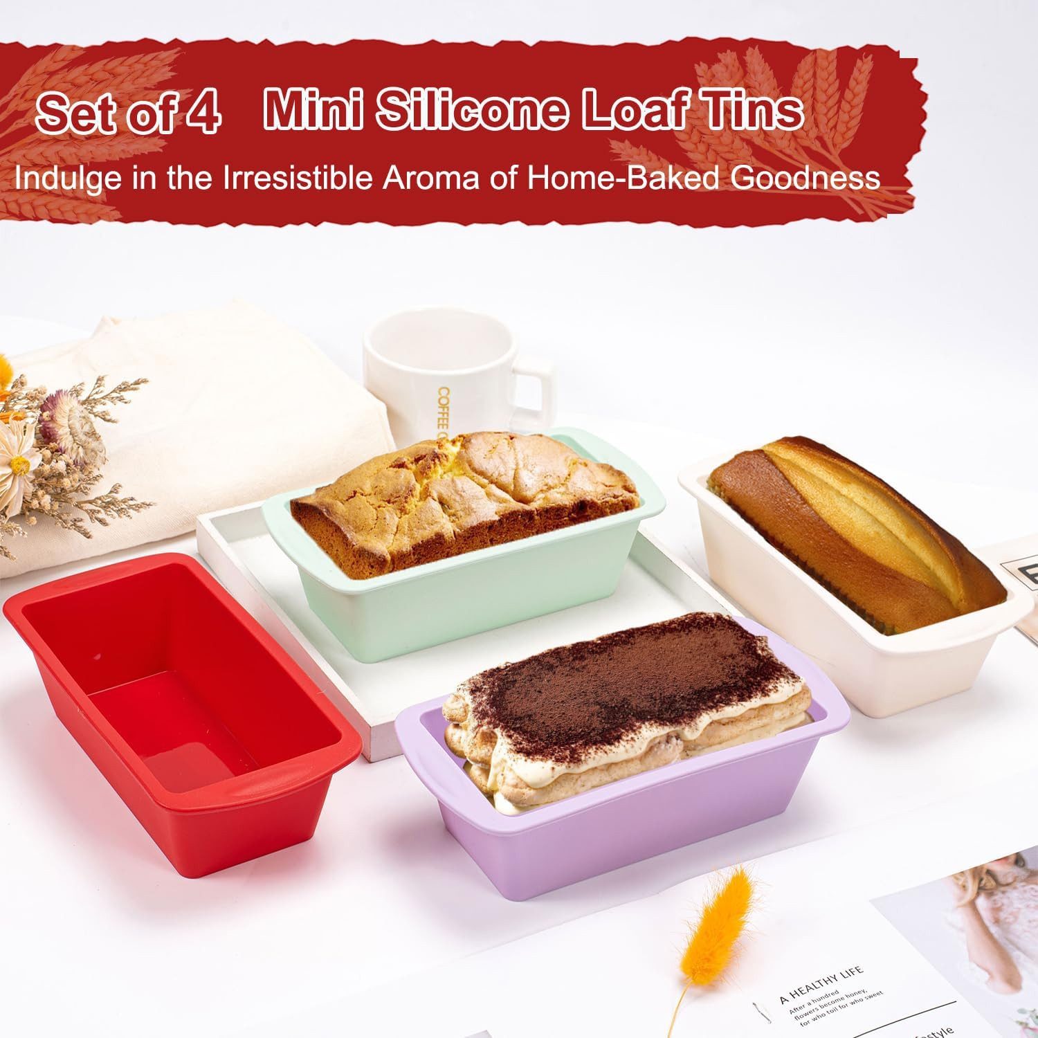 FELIXLEO Muffinform 4St Silikon Backform Klein 20x9,5x5,5cm Rechteckig Kasten Toast., (1-tlg)