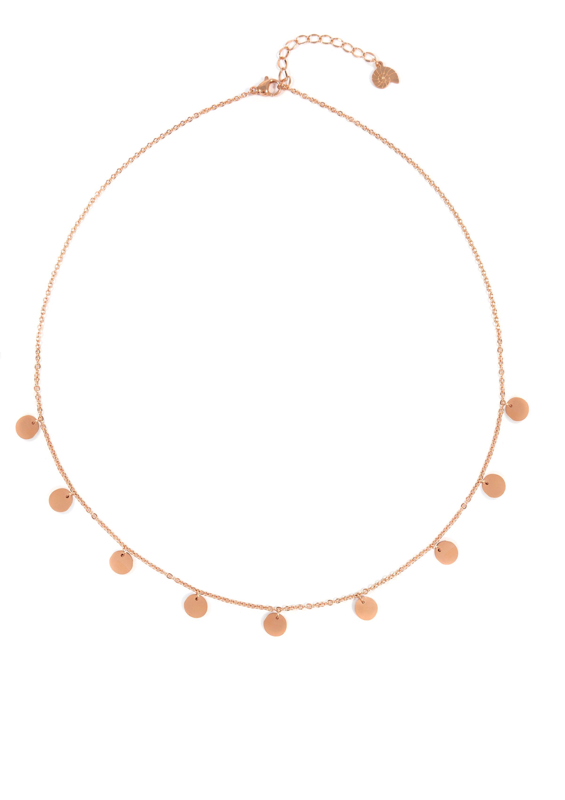 Hey Happiness Charm-Kette mit Geo Plättchen, Edelstahl Halskette Damen mit Münze Anhänger, wasserfest