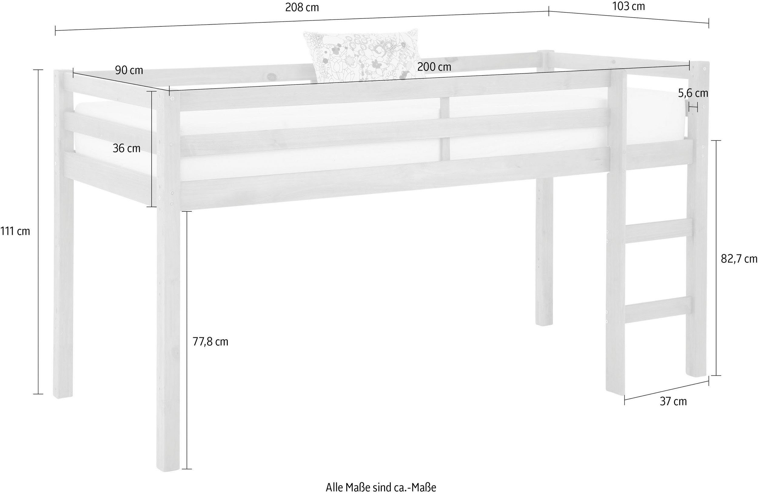 Lüttenhütt Jugendzimmer-Set Alpi, in platzsparend Schreibtisch Hausoptik, Hochbett, 3-St), und grau Kleiderschrank (Spar-Set