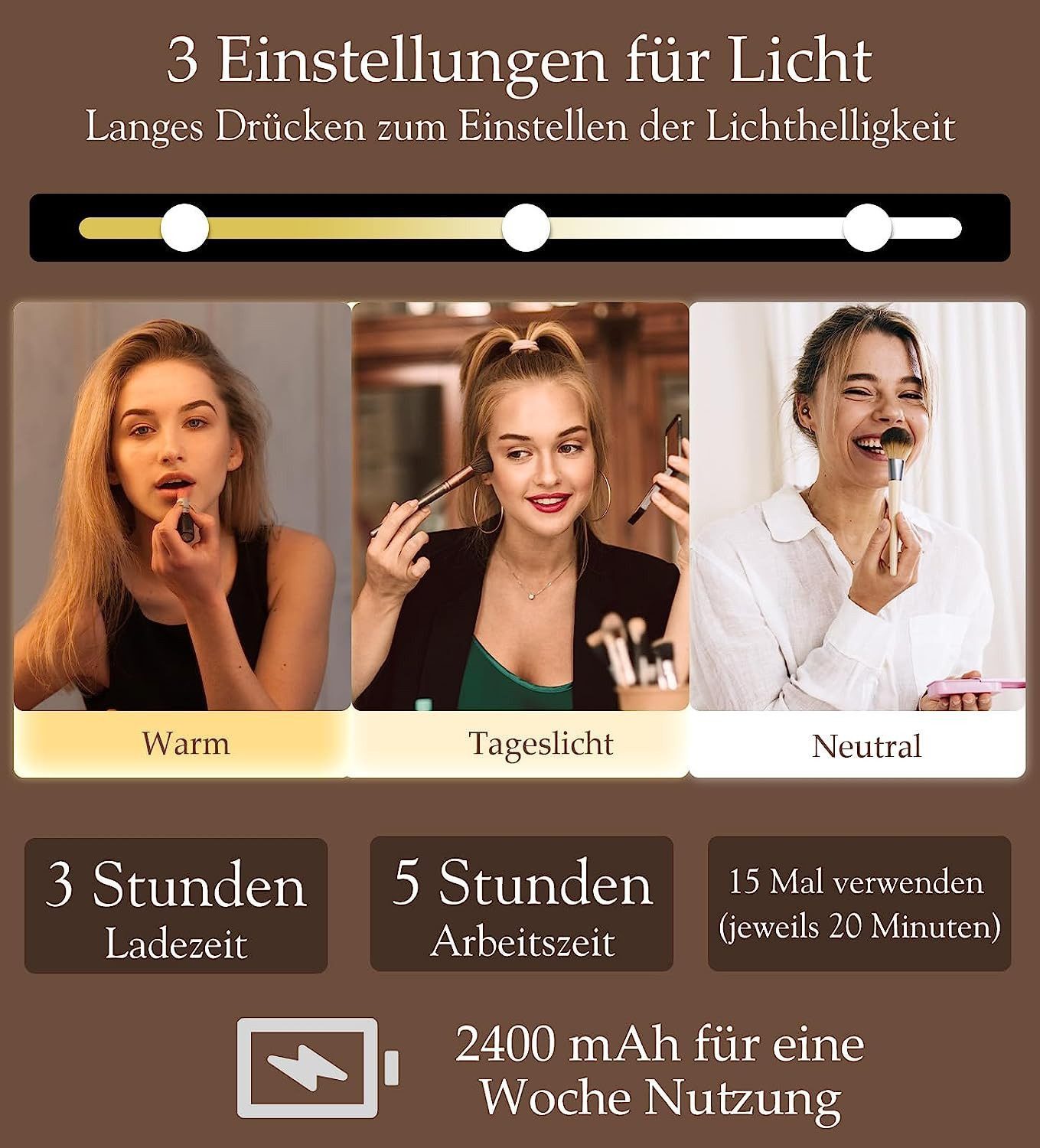 Forrlite Kosmetiktasche Kosmetiktasche mit Beleuchtetem Spiegel,Make Up Tasche (mit 3 Farbe LED Licht,Schminktasche mit verstellbaren Trennwänden,Reise Kosmetiktasche mit Schminkspiegel,Kosmetiktasche,Schminktasche,Kosmetikkoffer,Make Up Zubehör)