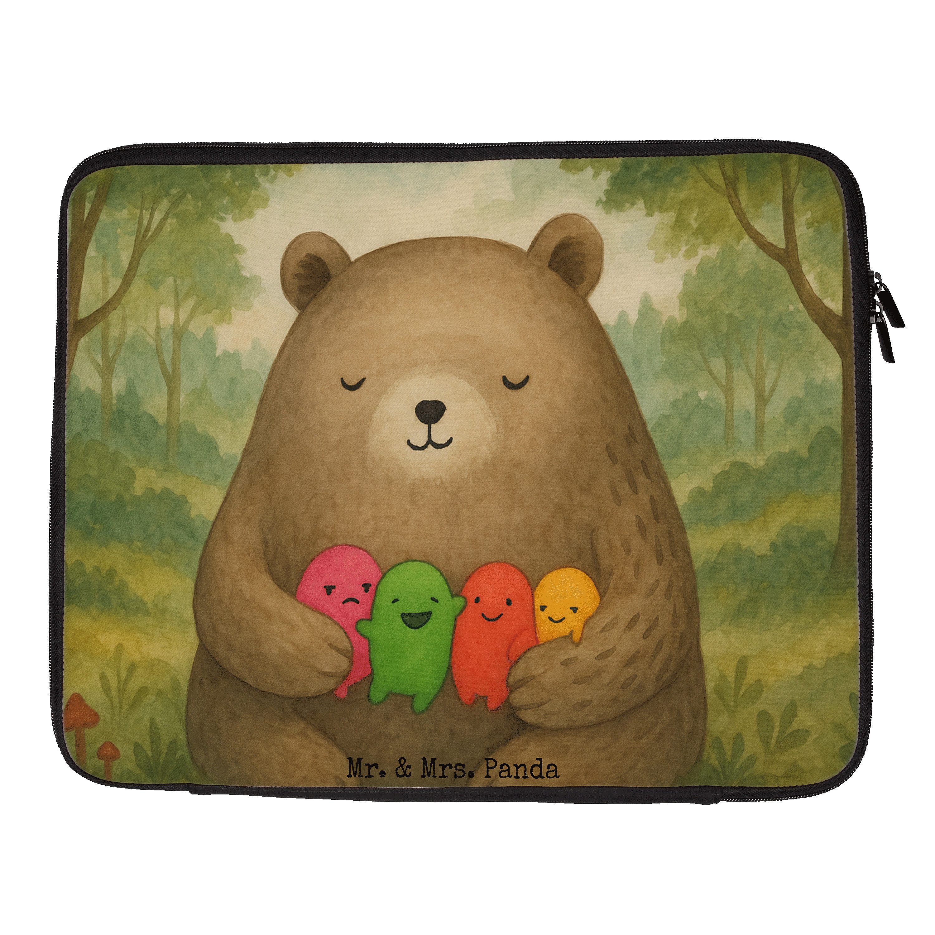 Mr. & Mrs. Panda Laptop-Hülle Bär Gefühl Design, Laptop Tasche 15" 40 x 29,5 cm, Weiß, Durchgedreht, Notebook Tasche Notebook Sleeve Laptoptasche