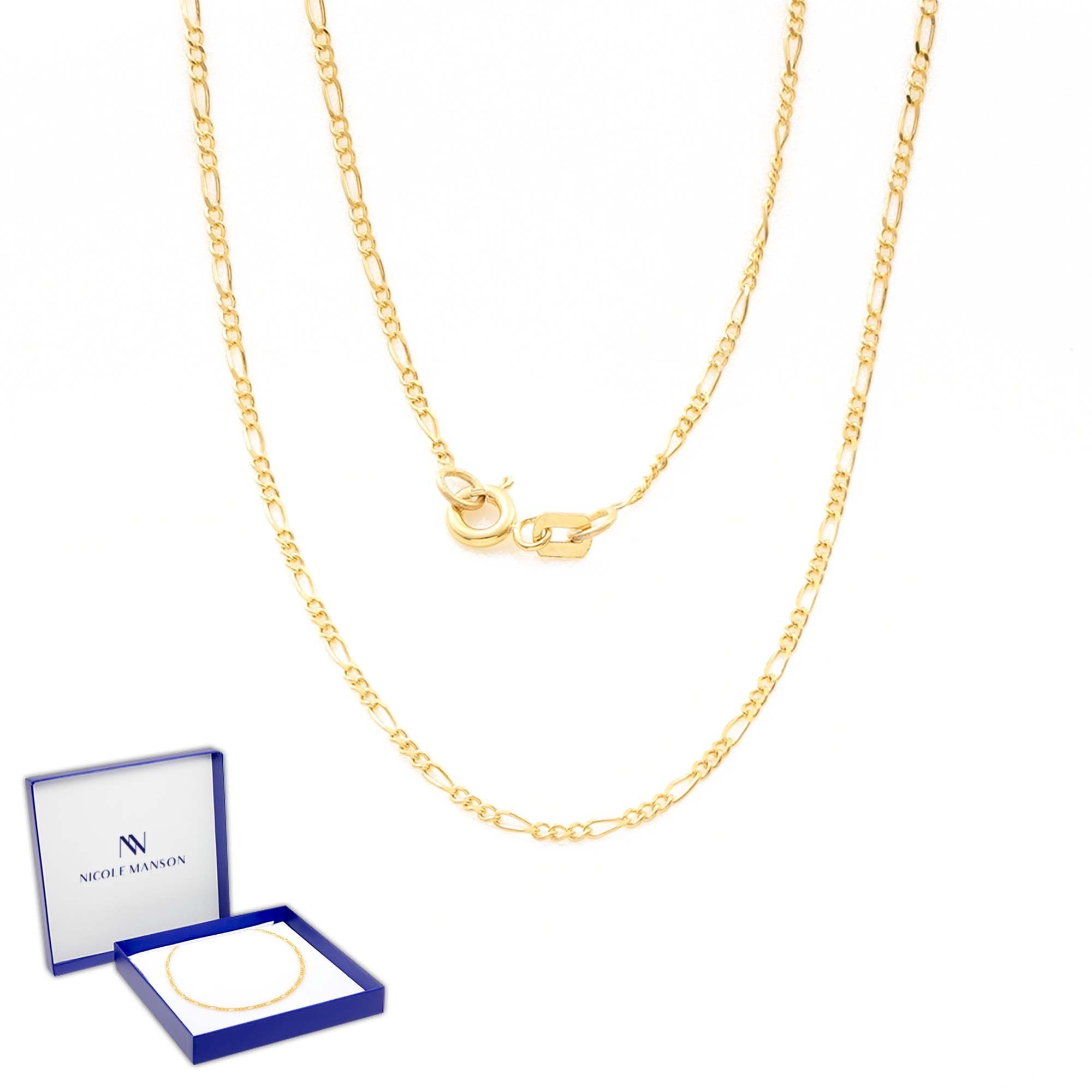 Nicole Manson Goldkette 333 Gold Ketten Figaro Halskette 8K 40cm - 60cm, Figarokette
