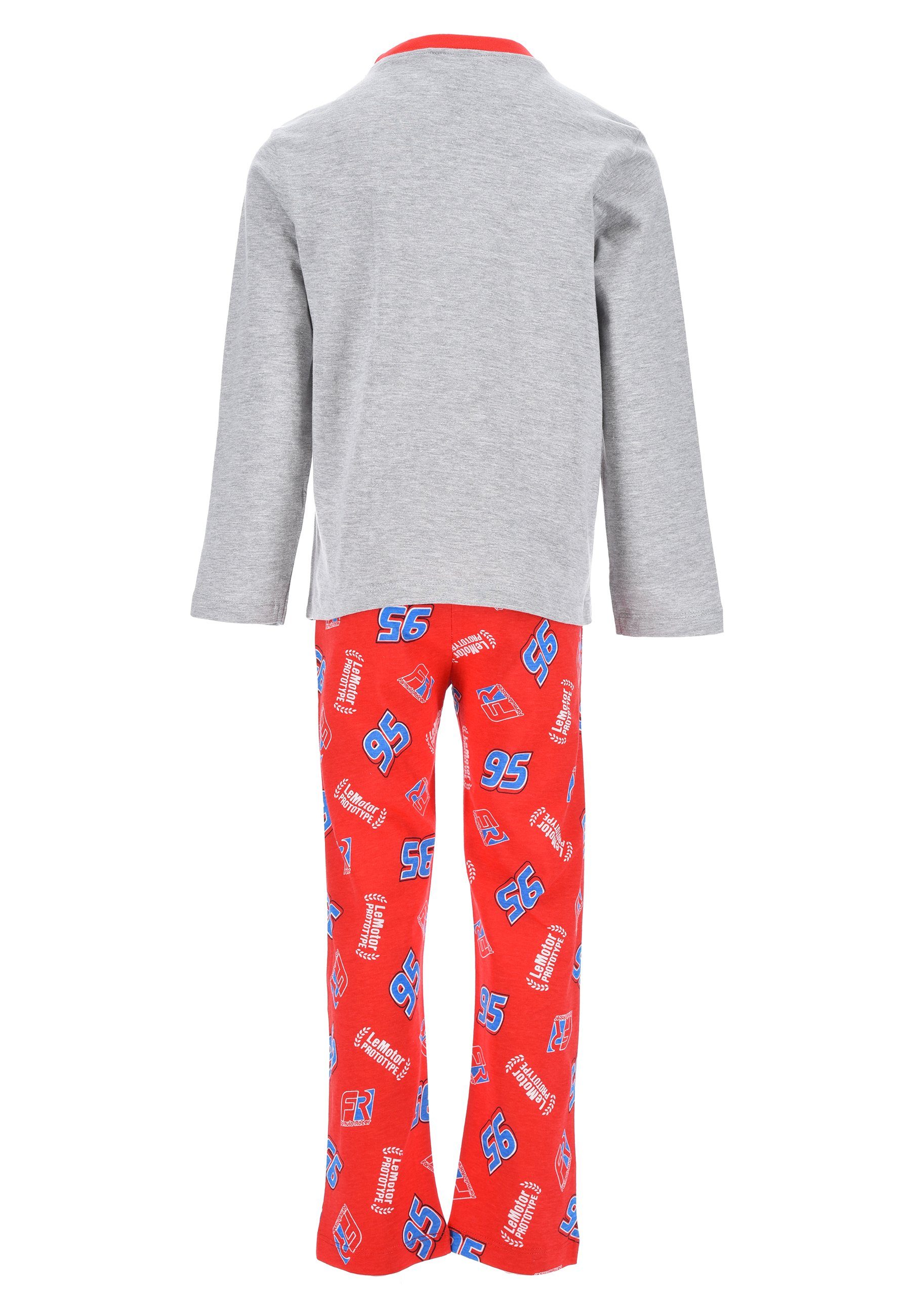 Schlafanzug Jungen Cars Disney (2 Schlafanzug McQueen Kinder Schlaf-Hose Langarm-Shirt Pyjama Lightning + Grau tlg)