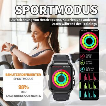 BUMHUM Smartwatch für Outdoor-Sport, Bluetooth-Anrufe, wasserdicht Smartwatch