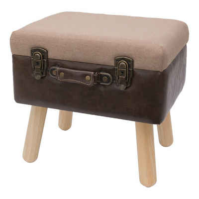 HMF Sitzhocker Stauraumhocker handgefertigter Hocker aus Holz, Dekoratives Wohnaccessoire im Vintage-Design, 40 x 32 x 39 cm, Klassik