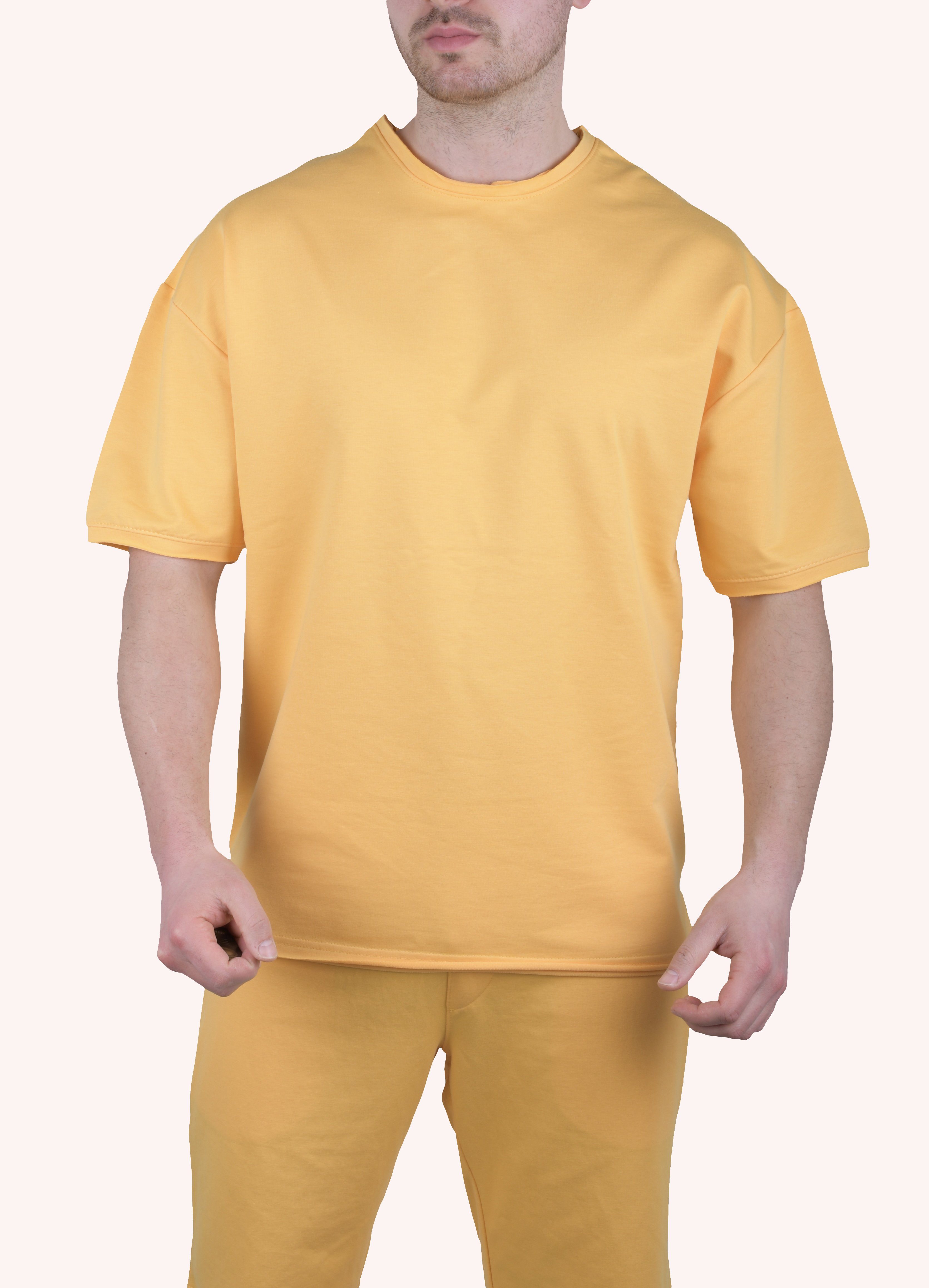 Megaman Jeans T-Shirt Herren T-Shirt Oversize M TS5011 Weiß Shirt Sommer Gelb Megaman