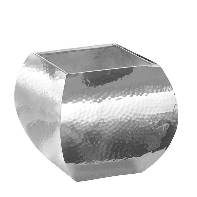 Fink Übertopf Übertopf Square Edelstahl silber - H. 15cm x B. 17cm