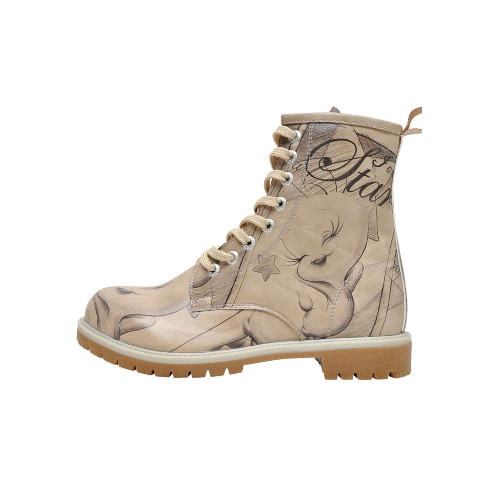 Long Boots Schnürstiefel Tweety Sketch Damen Stiefeletten, Schnürboots