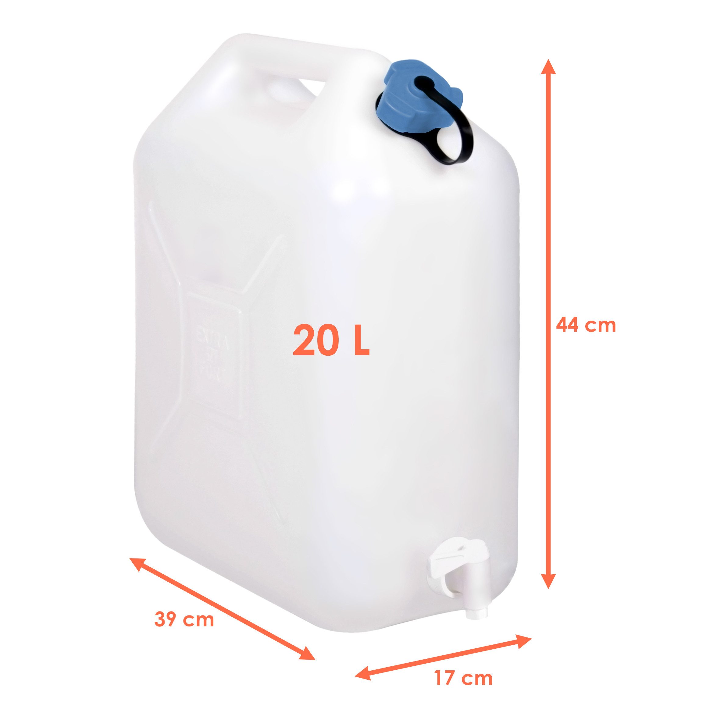 Spetebo Wassertank Kunststoff Wasserkanister mit Zapfhahn - 20 L (Packung, 1 St., 1 tlg), Tragbarer Wassertank für Camping und Reise