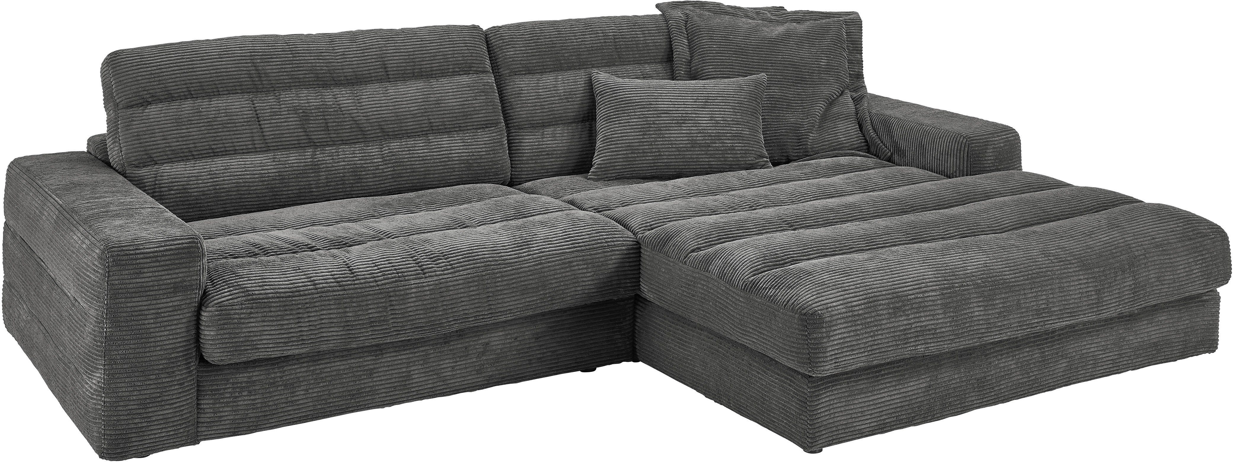 3C Candy Ecksofa Stripes Mega-Sofa, bequem und komfortabel, L-Form, Lose Rückenkissen, mit feiner Quersteppung, Cord-Bezug