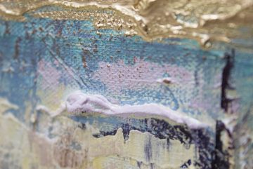 YS-Art Gemälde Zeitgeschehen, Abstrakt, Leinwand Bild Handgemalt Abstrakt Gold Lila Blau