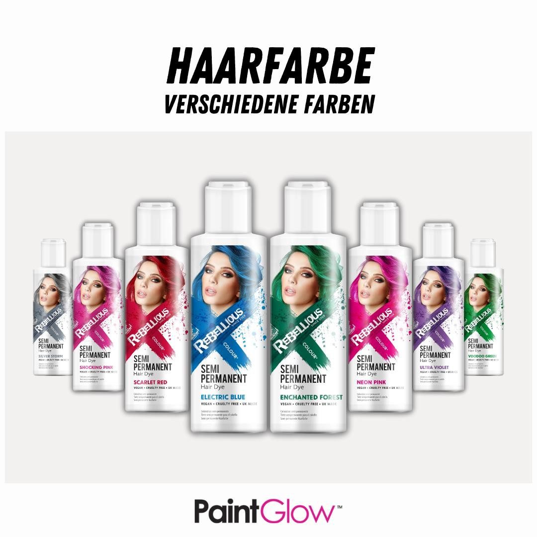 PaintGlow Haarfarbe Semi permanente Haarfarbe verschiedene Farben kurzzeit Farbe 100ml, semi permanente Haarfarbe, hält 2-10 Wäschen