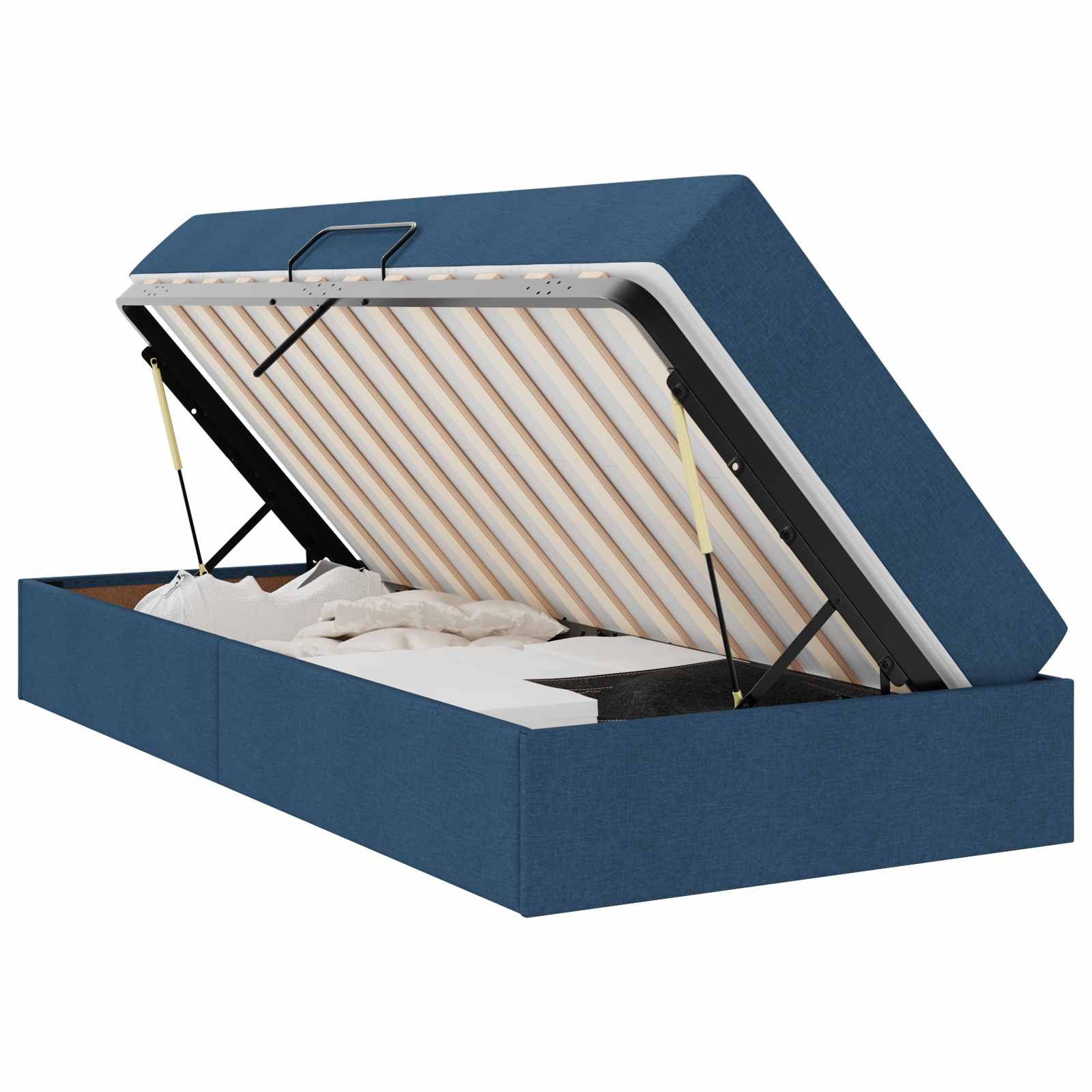 Bett Aufbewahrungsbett mit Matratze Blau 100 x 200 cm Polyester