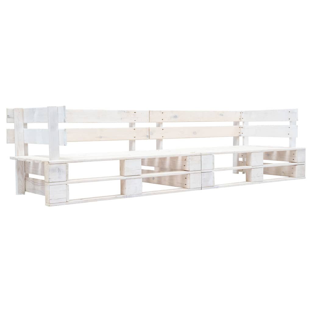 Gartenbank Garten-Palettensofa 2-Sitzer Weiß Holz