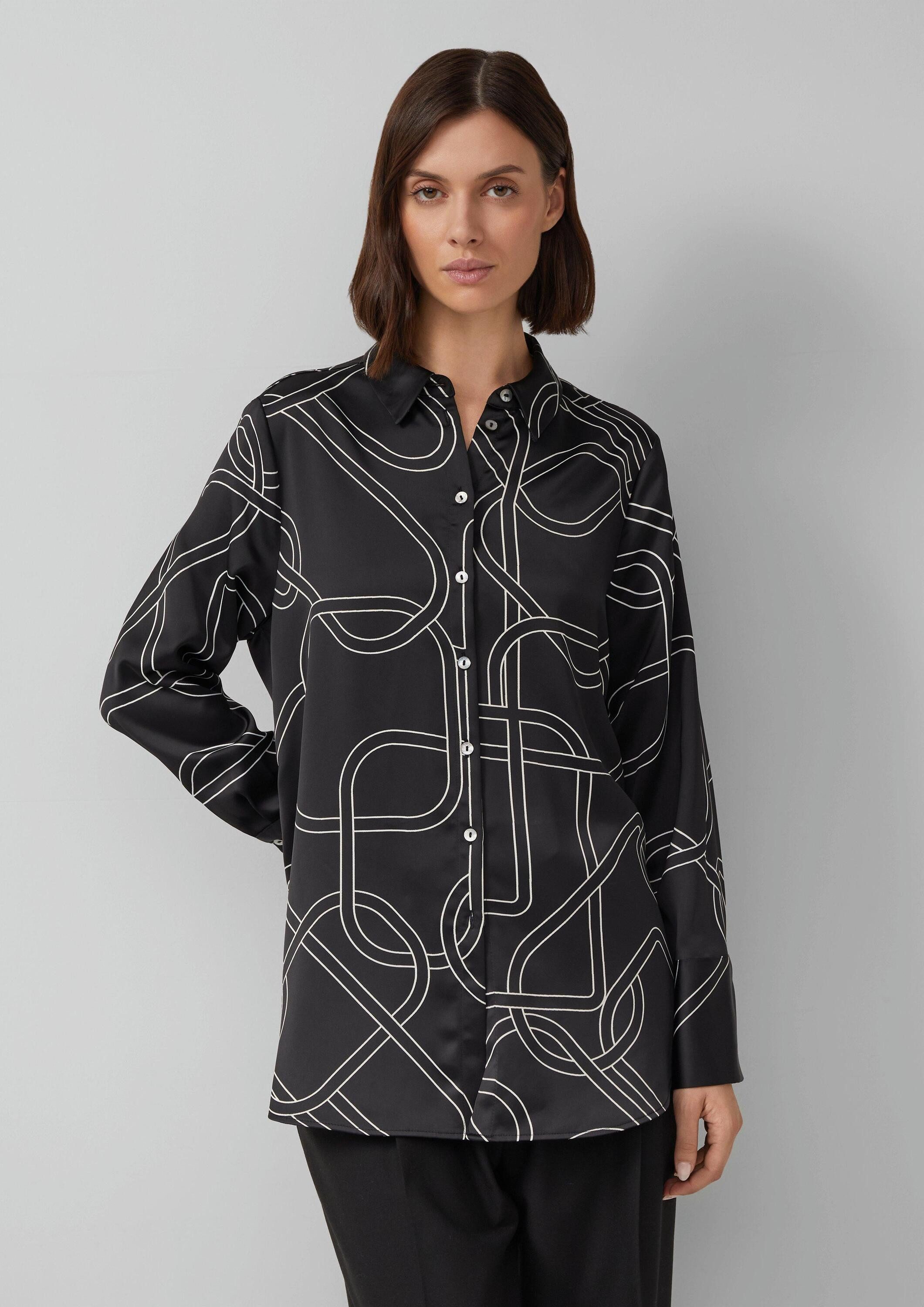 s.Oliver Langarmbluse Bluse Gemusterte Longbluse aus Satin günstig online kaufen