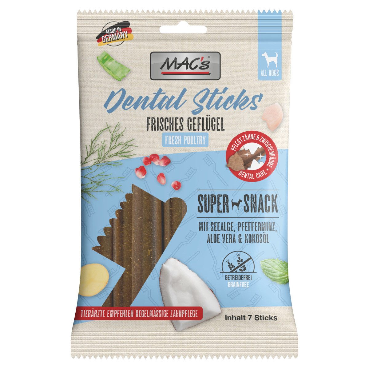 MAC'S Dental Sticks Frisches Geflügel 190 g, Snack für: Hund