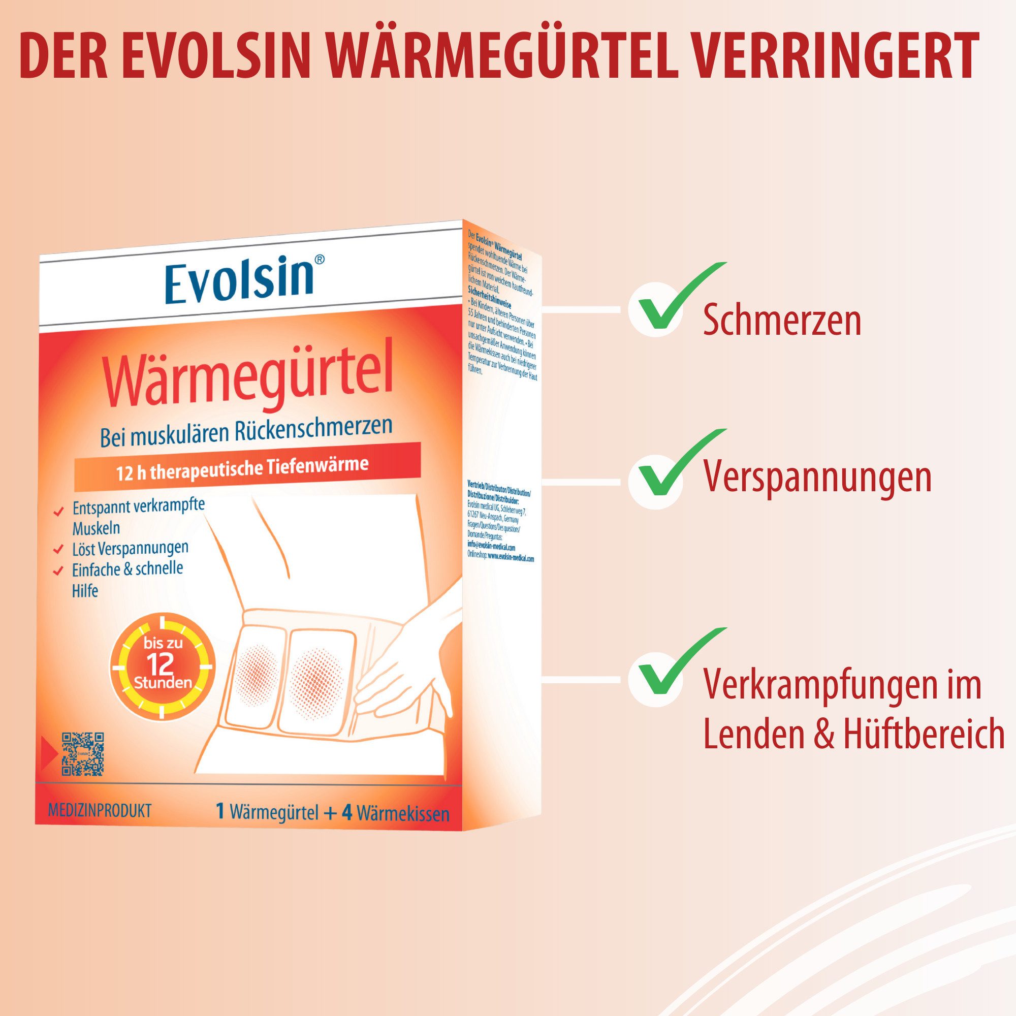 Evolsin Wärmegürtel Evolsin® Wärmegürtel - therapeutische Tiefenwärme bei Rückenschmerzen, 4-tlg.