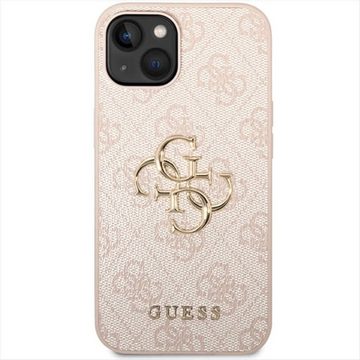 Guess Smartphone-Hülle Guess Apple iPhone 15 Schutzhülle Cover Case Hülle 4G Metal Logo Pink